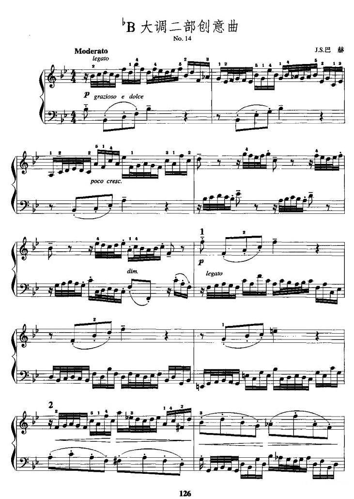 降B调二部创意曲 No.14手风琴曲谱（图1）