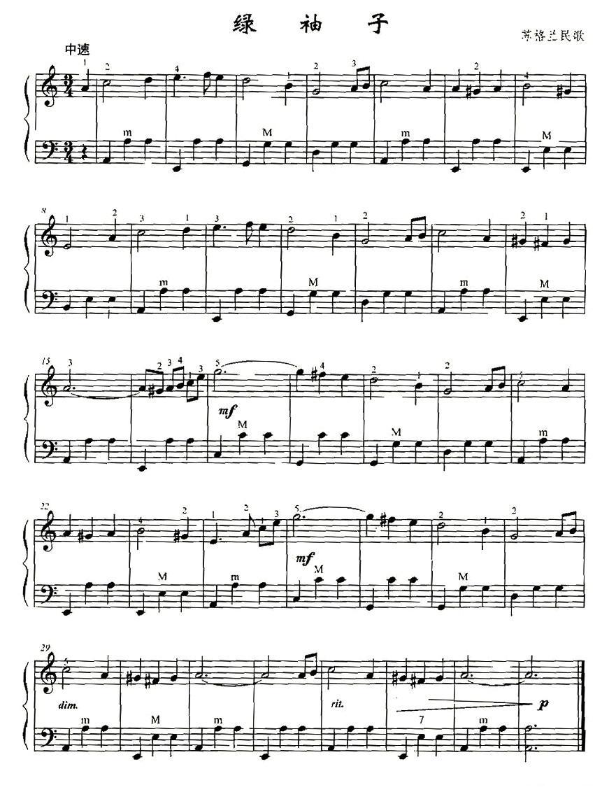 绿袖子手风琴曲谱（图1）