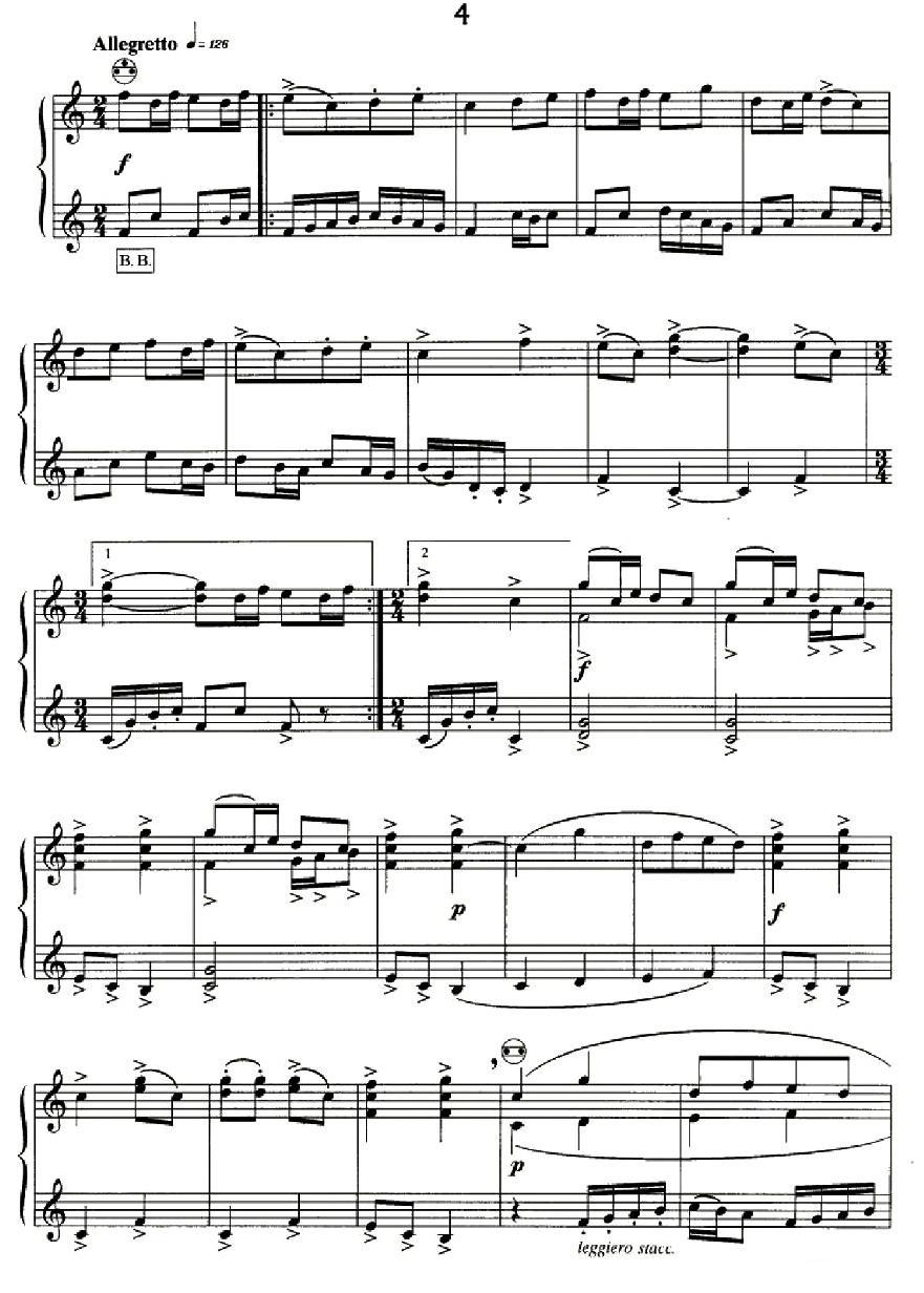 斯特拉文斯基 - 八首自由低音手风琴小品手风琴曲谱（图4）