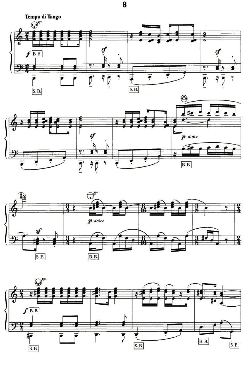 斯特拉文斯基 - 八首自由低音手风琴小品手风琴曲谱（图10）