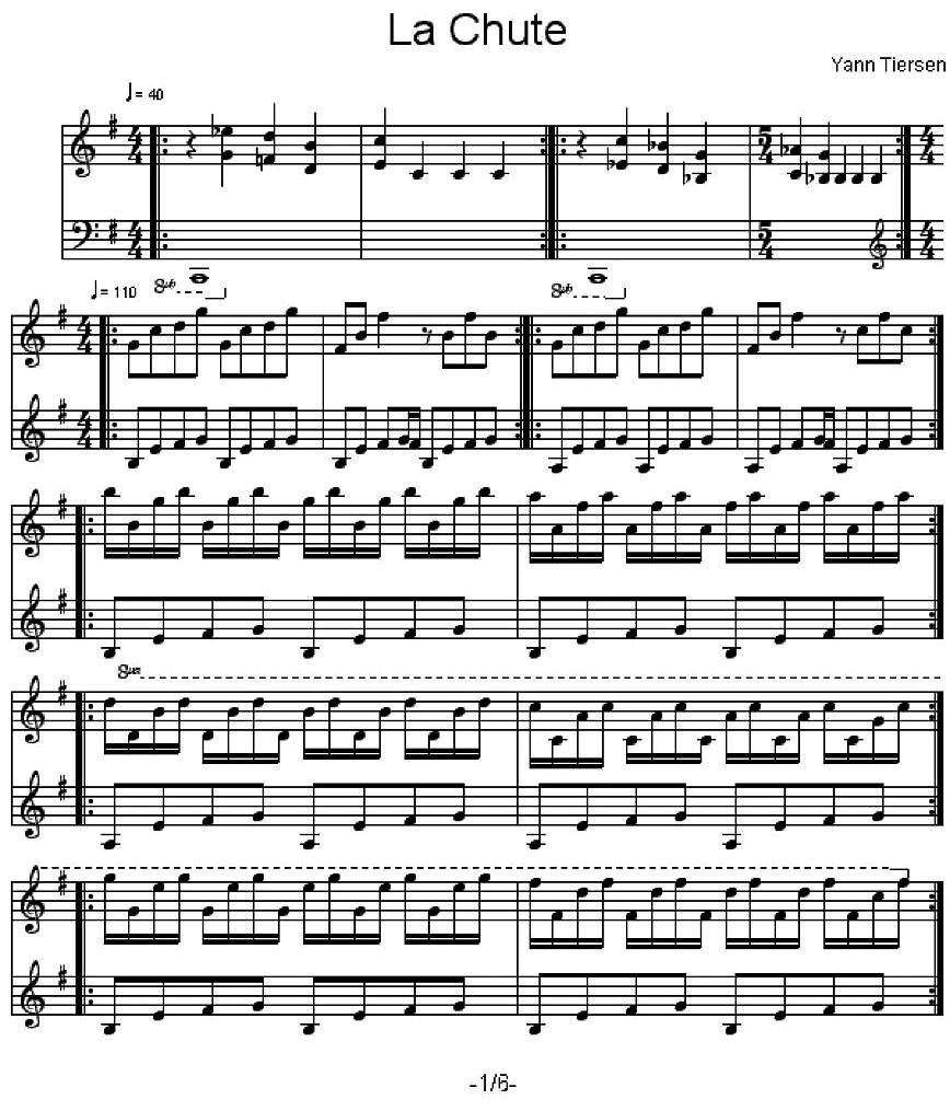 La Chute手风琴曲谱（图1）