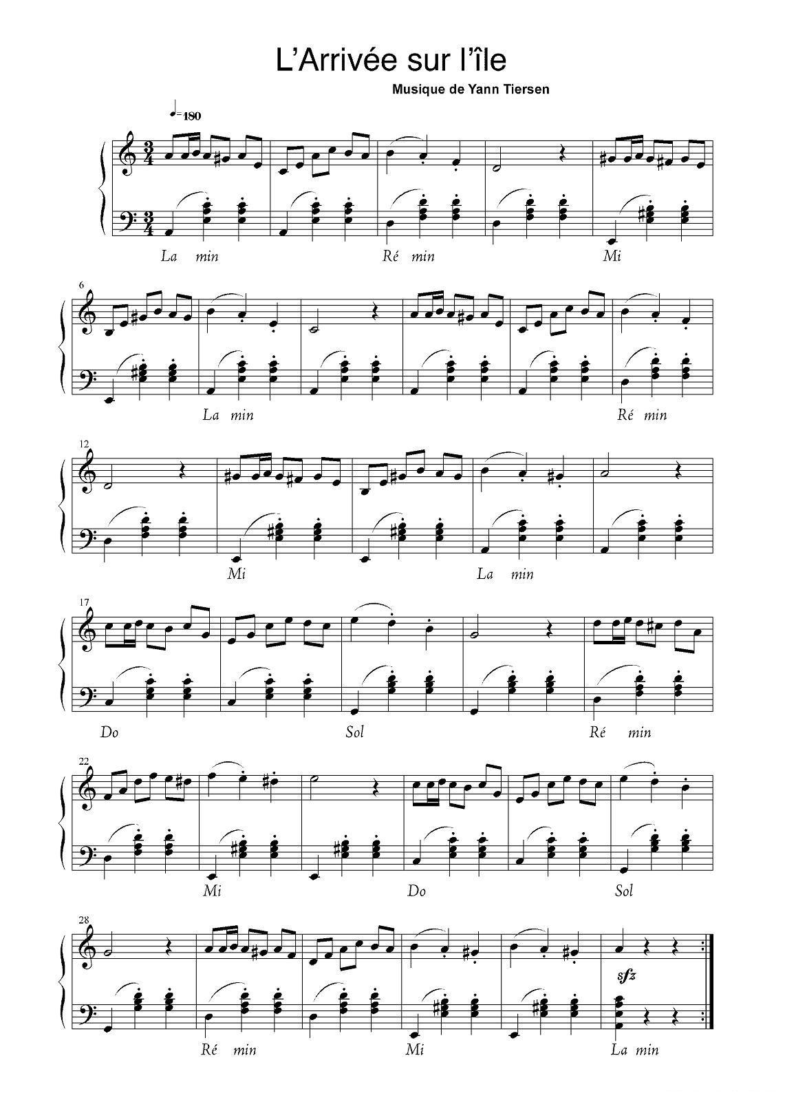 L’Arrivée sur l’le手风琴曲谱（图1）
