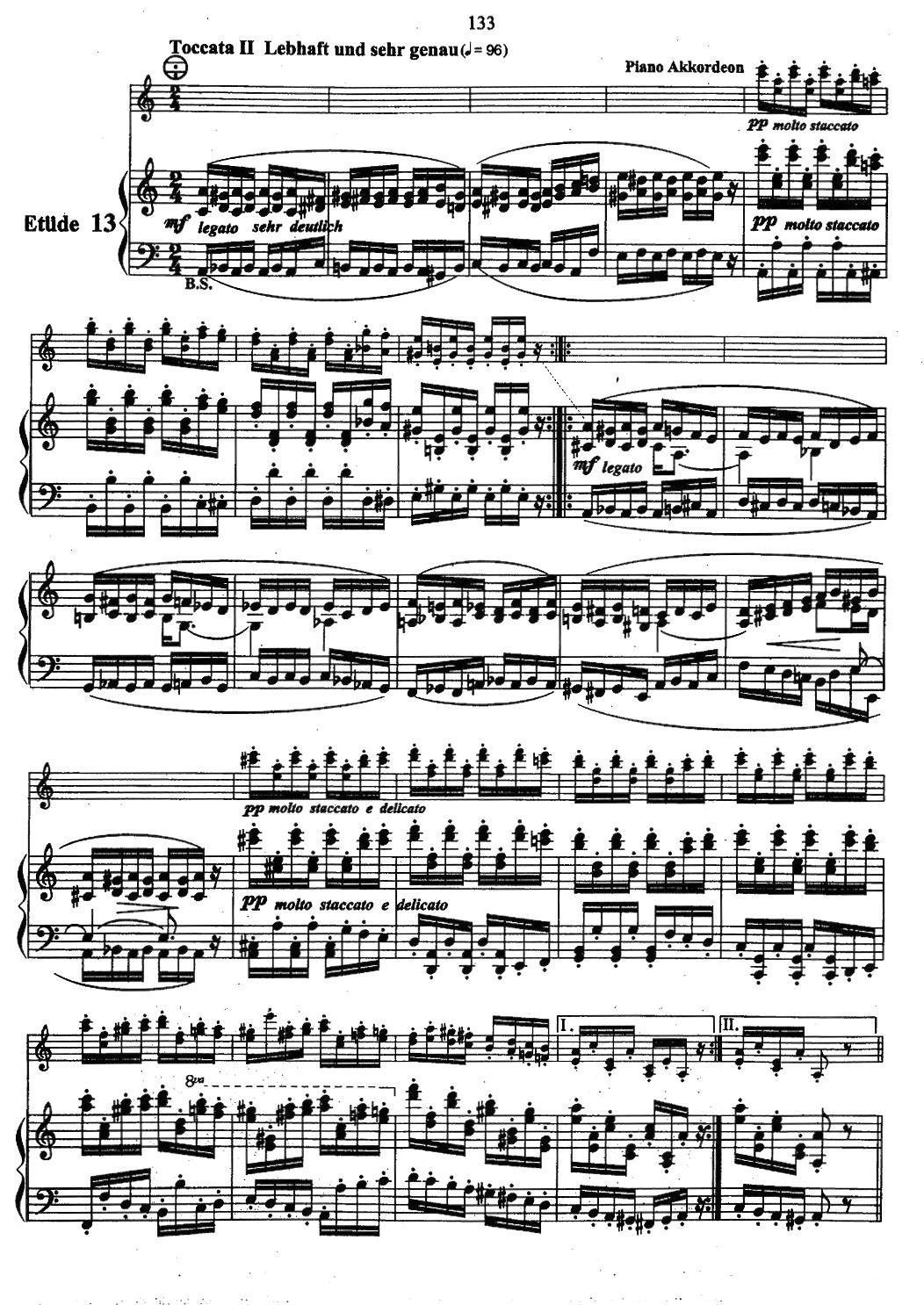 帕格尼尼主题音乐会练习曲（11—15）手风琴曲谱（图5）