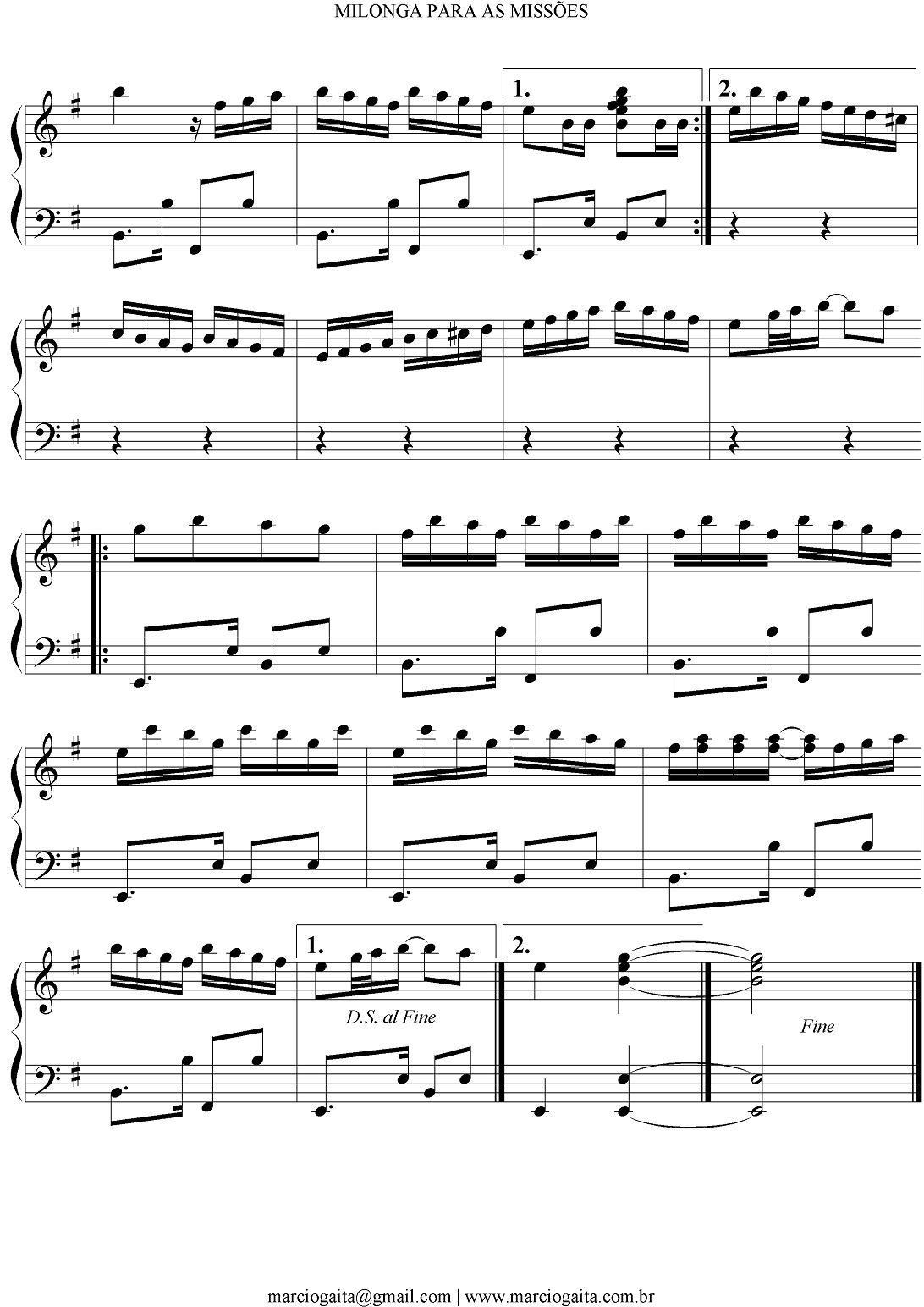 Milonga Para As Missoes （秋日起舞）手风琴曲谱（图2）