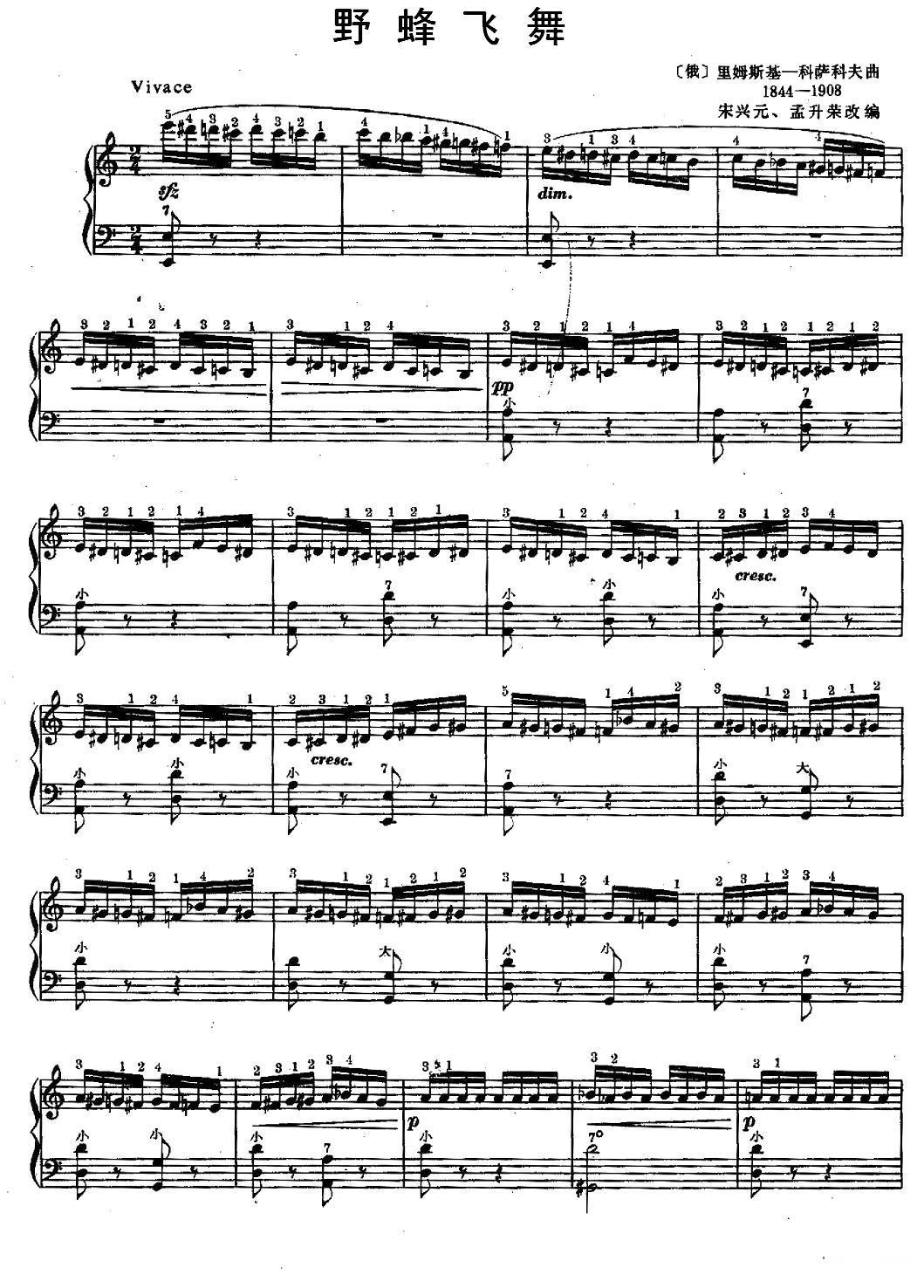 野蜂飞舞（宋兴元改编版）手风琴曲谱（图1）