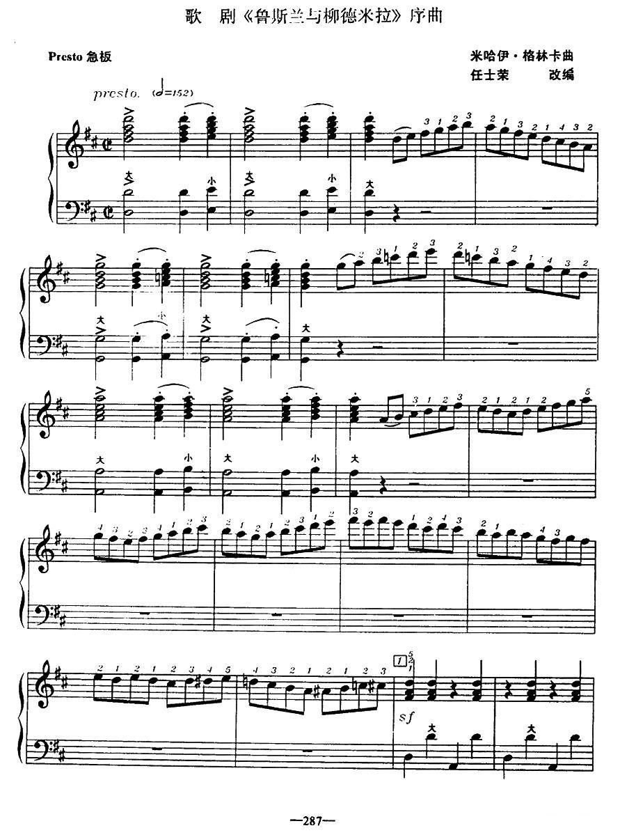 歌剧《鲁斯兰与柳德米拉》序曲手风琴曲谱（图1）