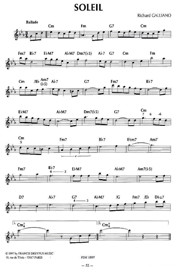 SOLEIL手风琴曲谱（图1）