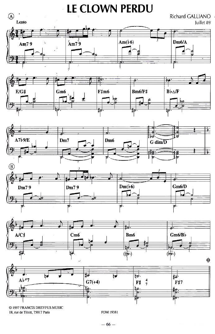 TE CLOWN PERDU手风琴曲谱（图1）