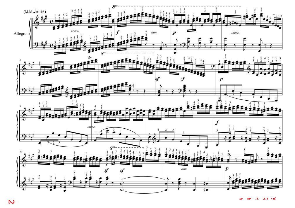 车尔尼大的三度音阶与双音经过句练习 作品245号手风琴曲谱（图2）