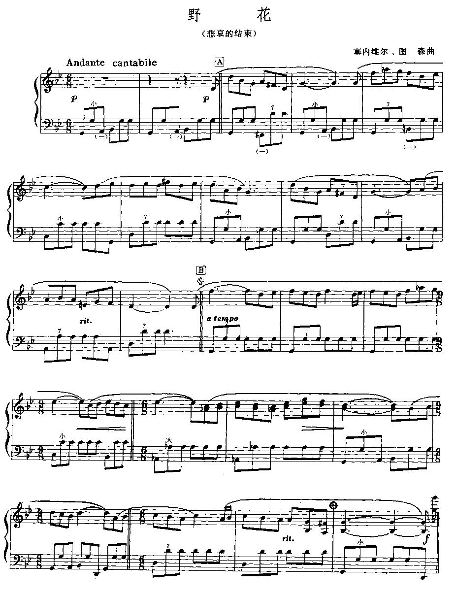 野花（悲哀的结束）手风琴曲谱（图1）