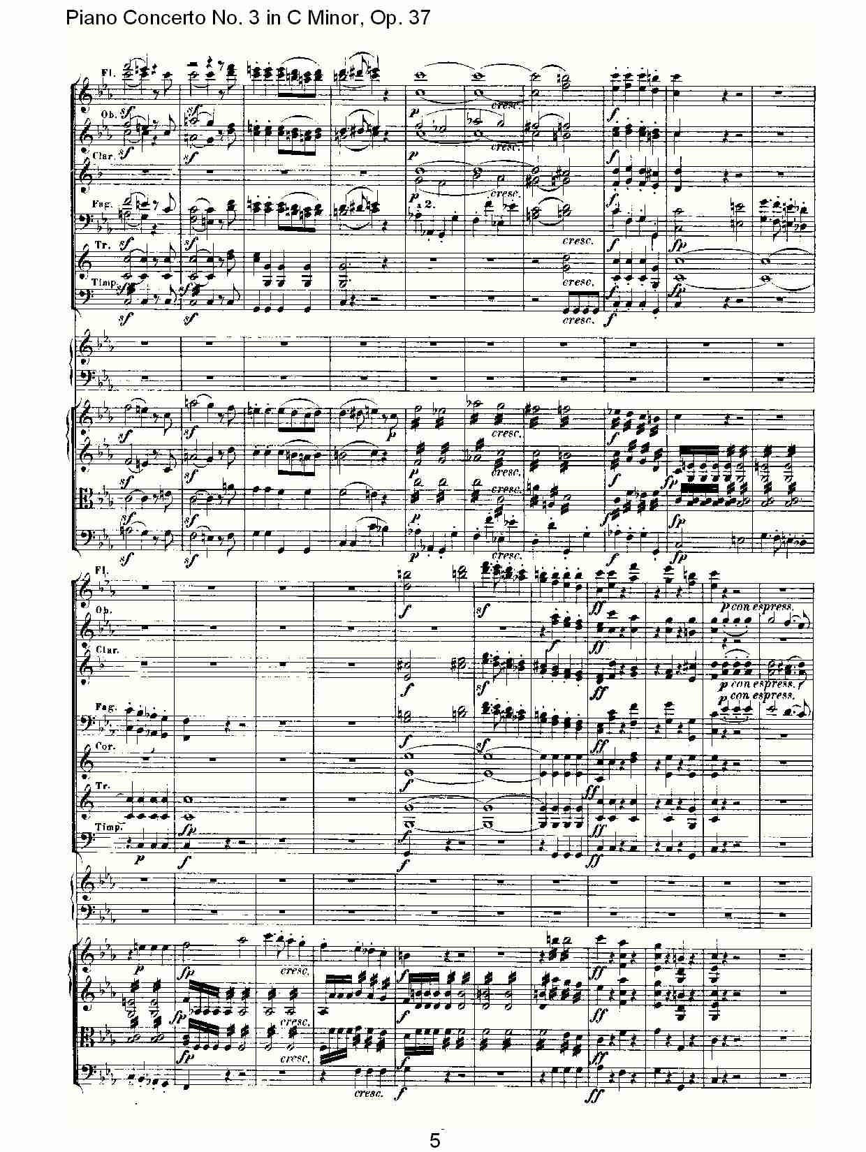 Ｃ大调钢琴第三协奏曲 Op.37　第一乐章（一）总谱（图5）