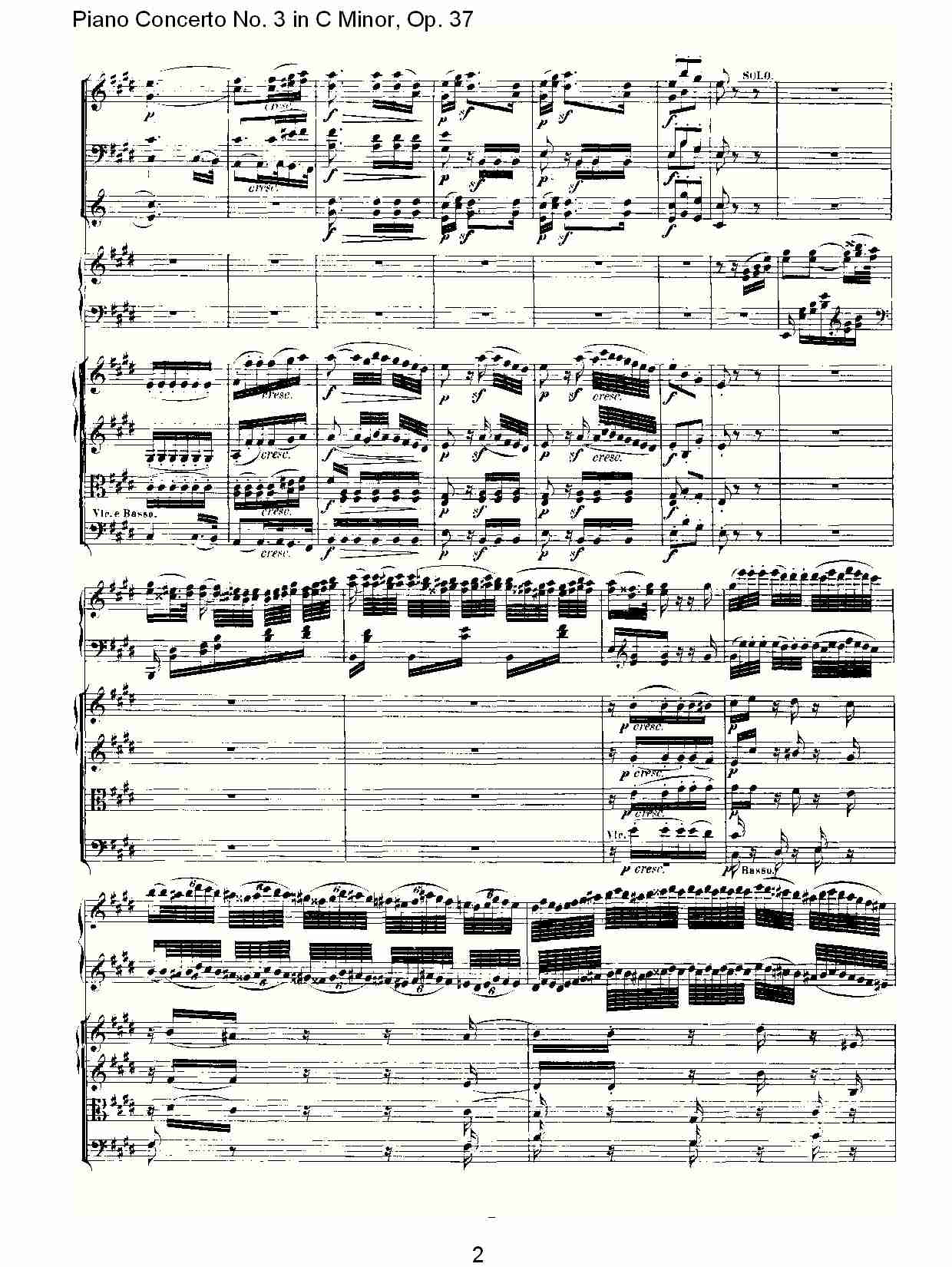 Ｃ大调钢琴第三协奏曲 Op.37 第二乐章总谱（图2）