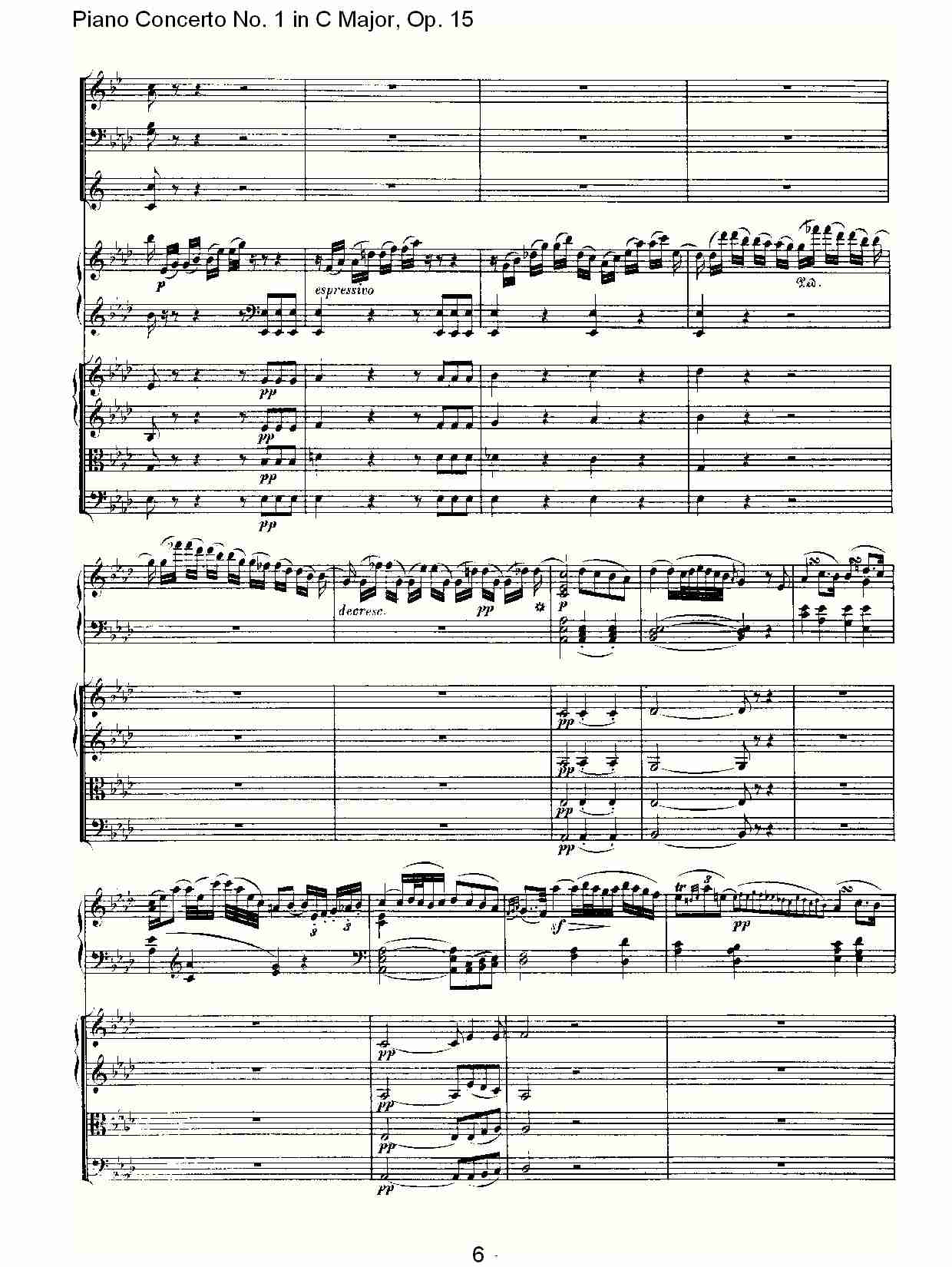 C大调钢琴第一协奏曲 Op.15　第二乐章总谱（图6）