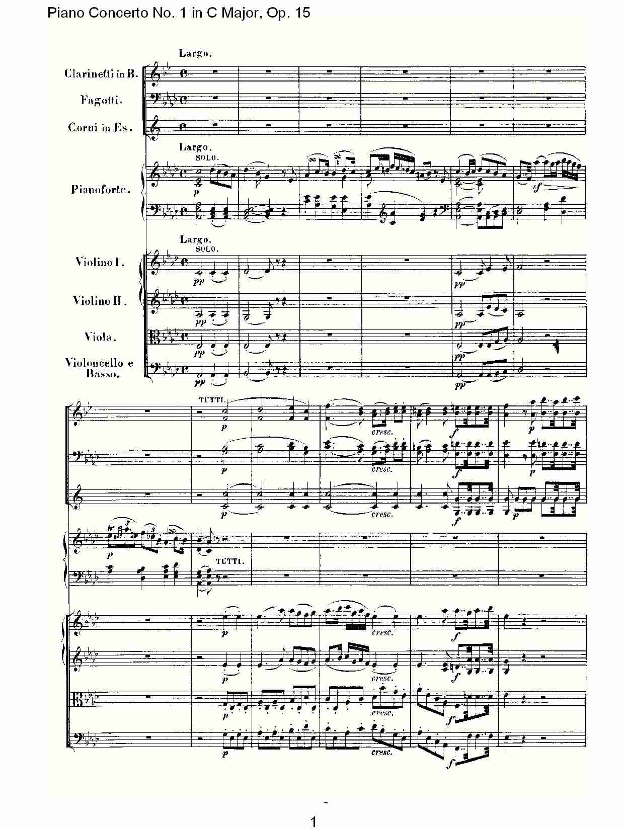 C大调钢琴第一协奏曲 Op.15　第二乐章总谱（图1）