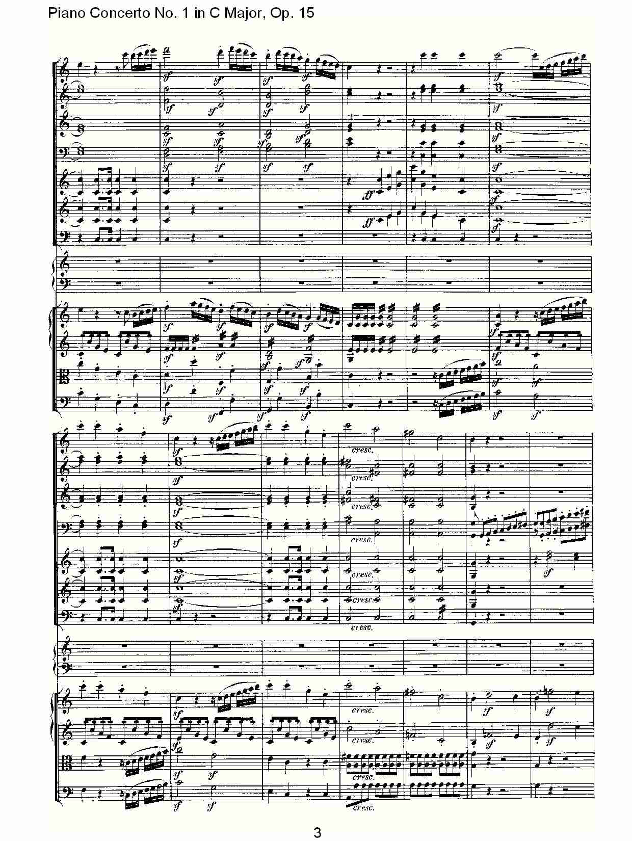 C大调钢琴第一协奏曲 Op.15　第一乐章（一）总谱（图3）