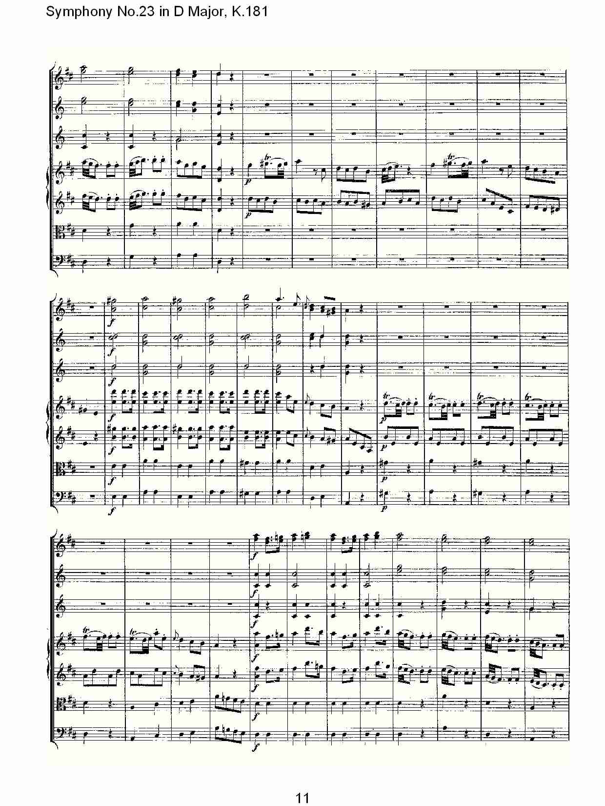 (D大调第二十三交响曲K.181)（二）总谱（图1）