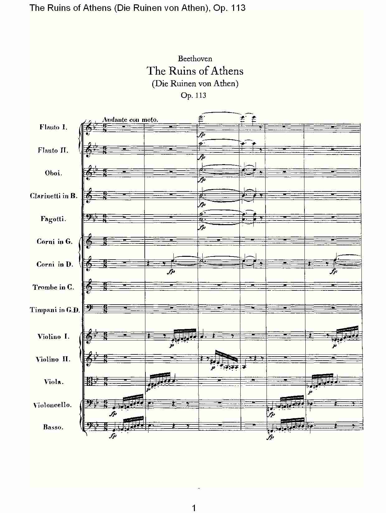 The Ruins of Athens Op. 113 第一乐章　（一）总谱（图1）
