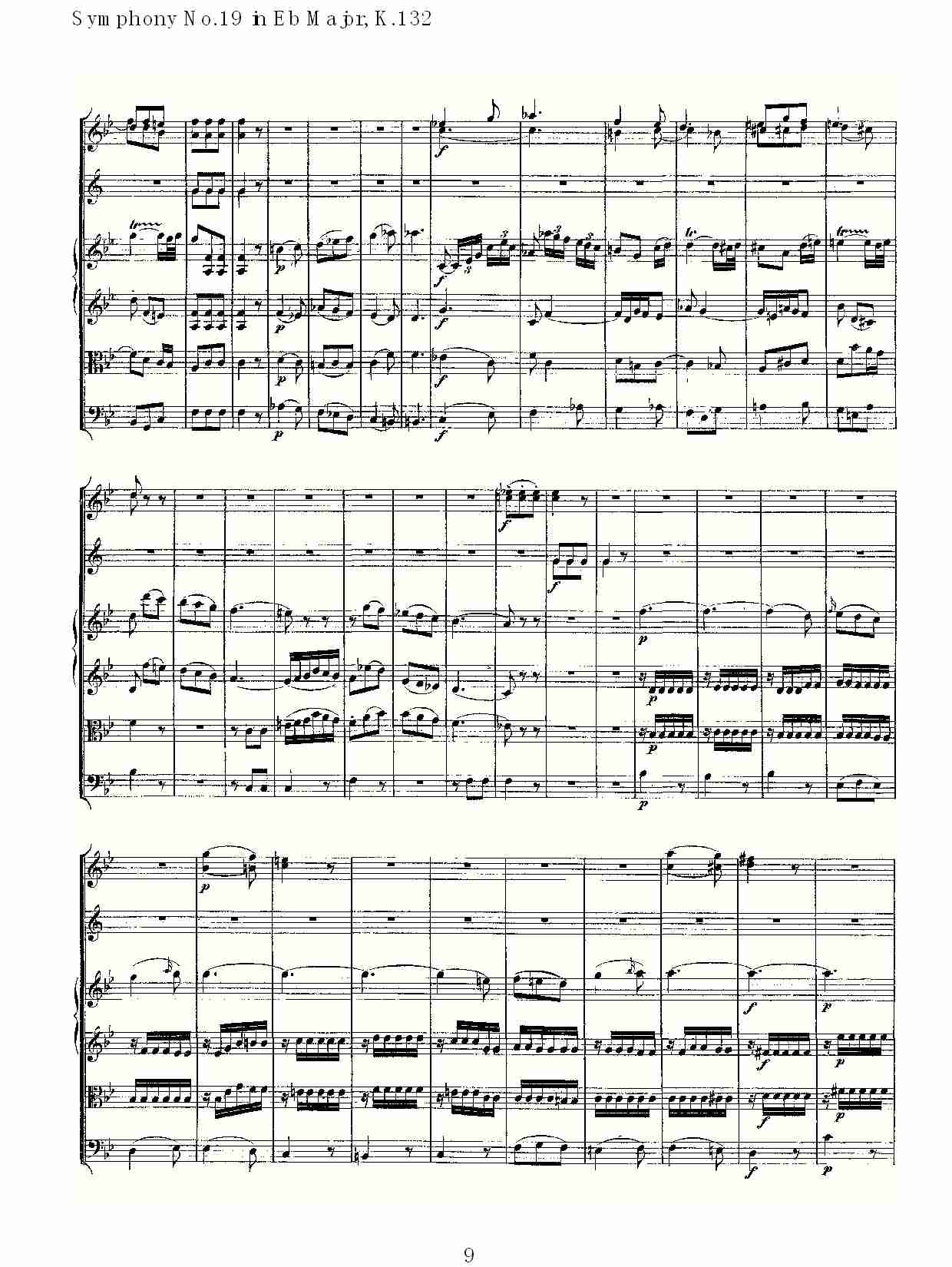 (Eb大调第十九交响曲K.132)（一）总谱（图9）