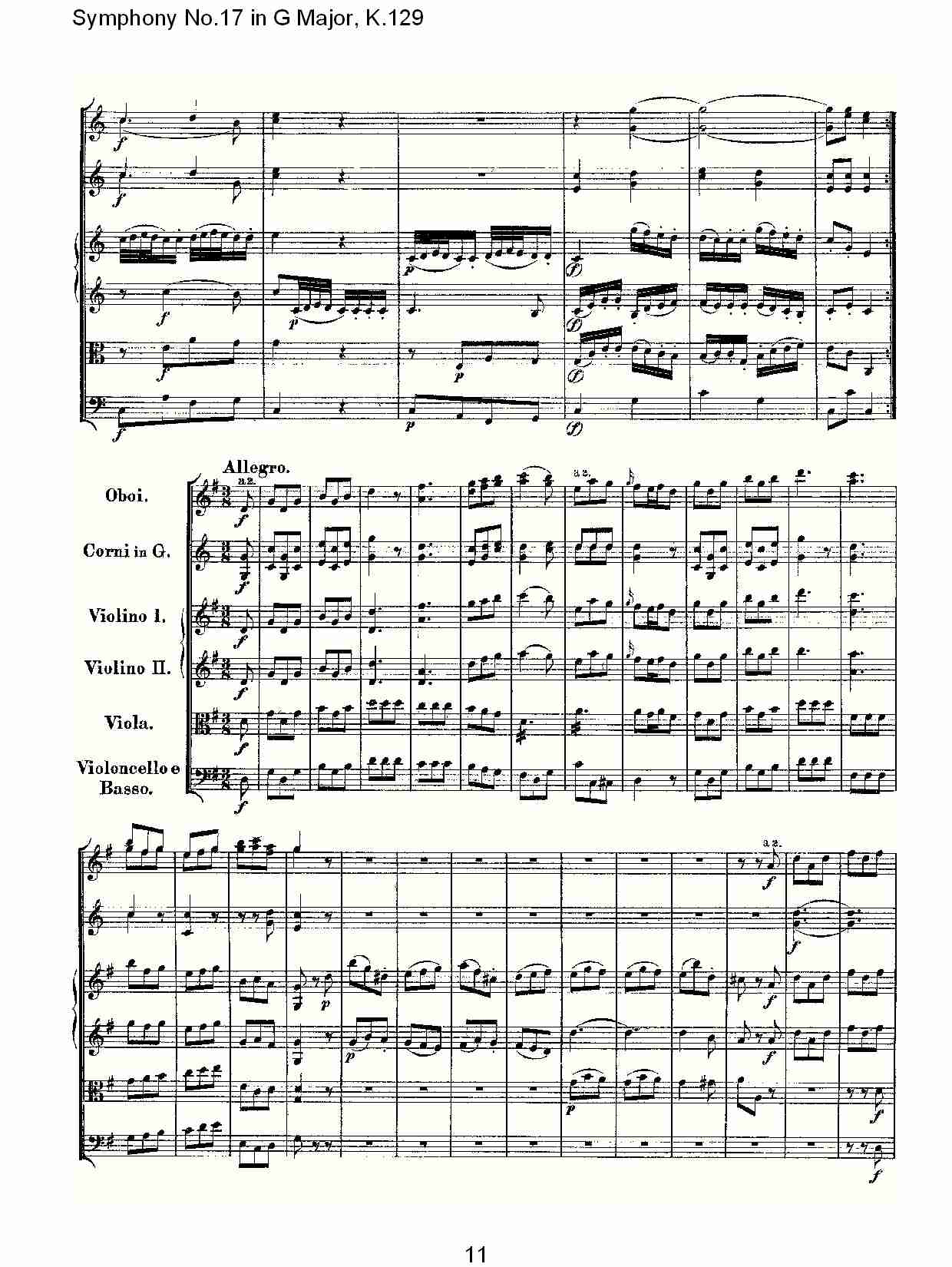 (G大调第十七交响曲K.129)（二）总谱（图1）