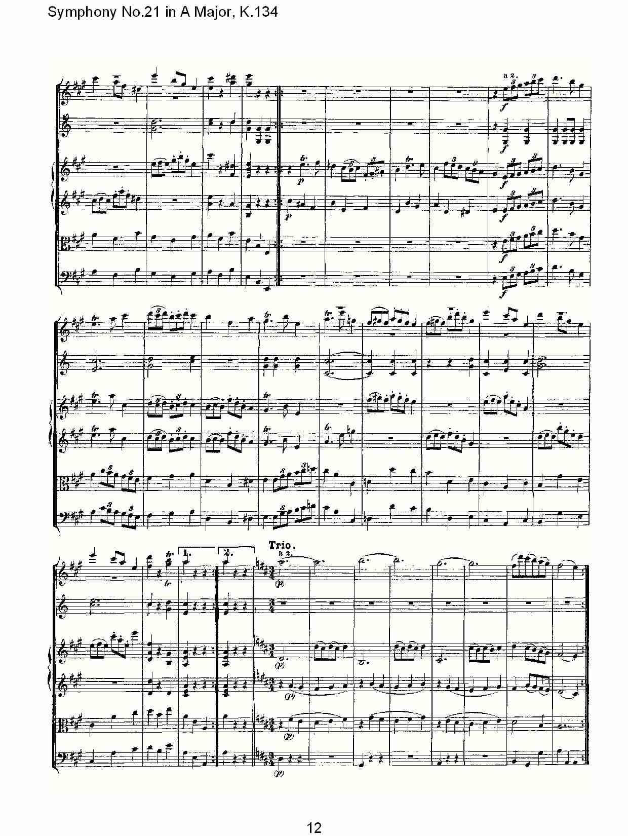 A大调第二十一交响曲K.134（二）总谱（图2）