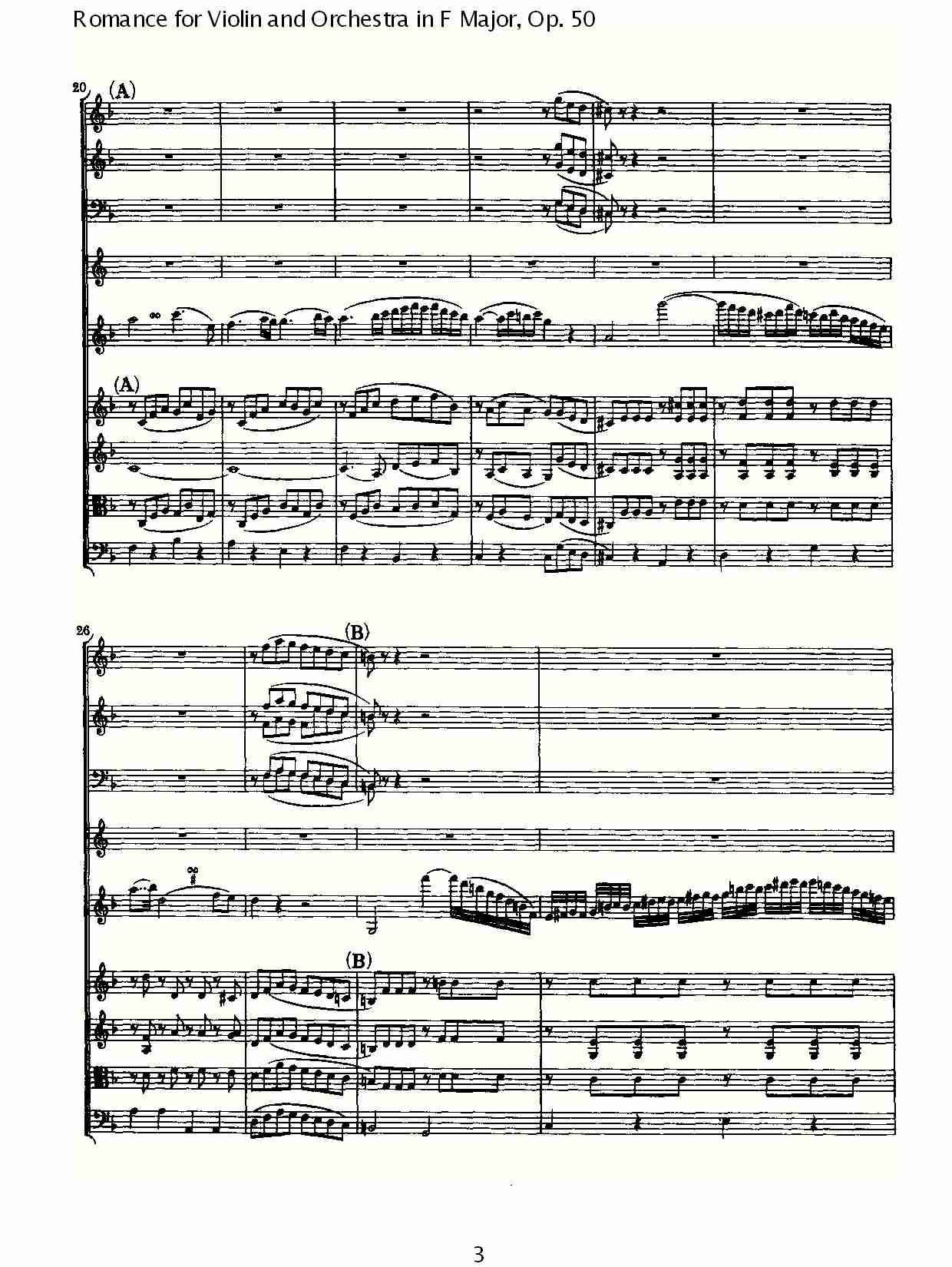 小提琴与管弦乐奏F大调浪漫曲 第一乐章(一)总谱（图3）