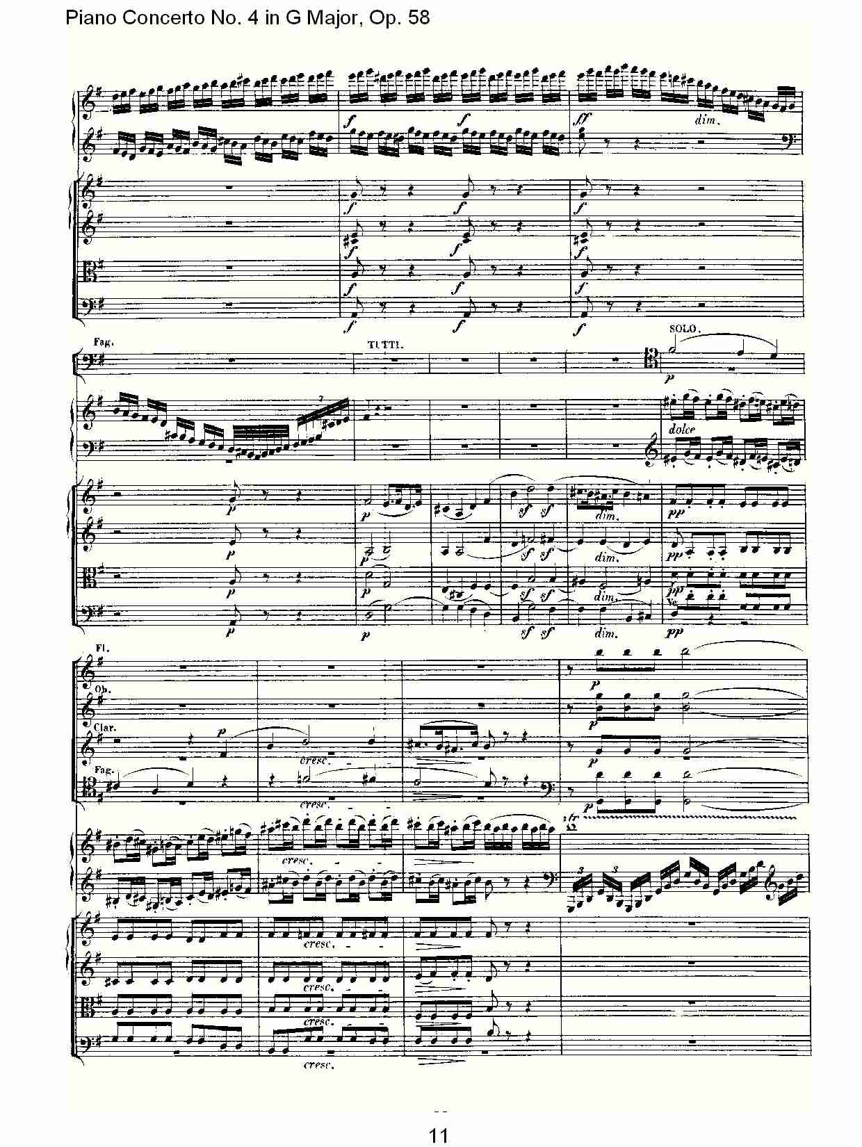 G大调钢琴第四协奏曲 Op.58第一乐章（二）总谱（图1）