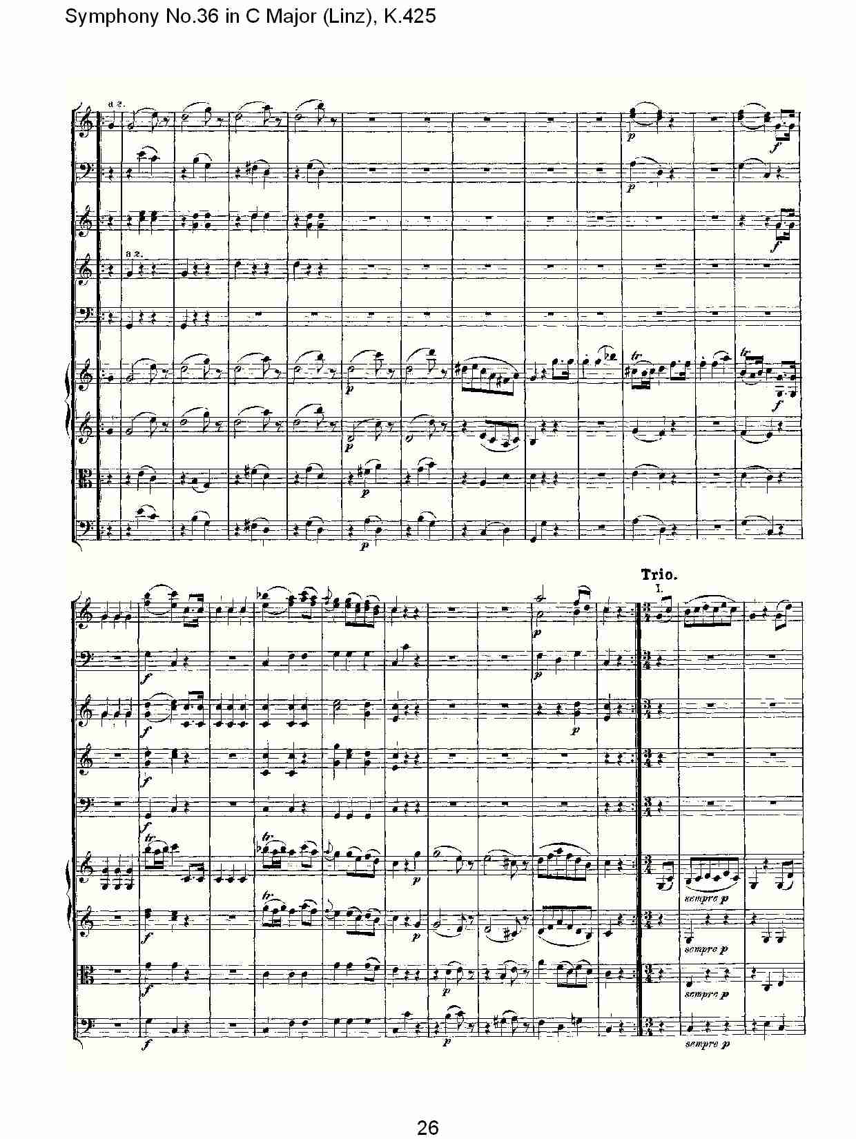 C大调第三十六交响曲K.425  （六）总谱（图1）