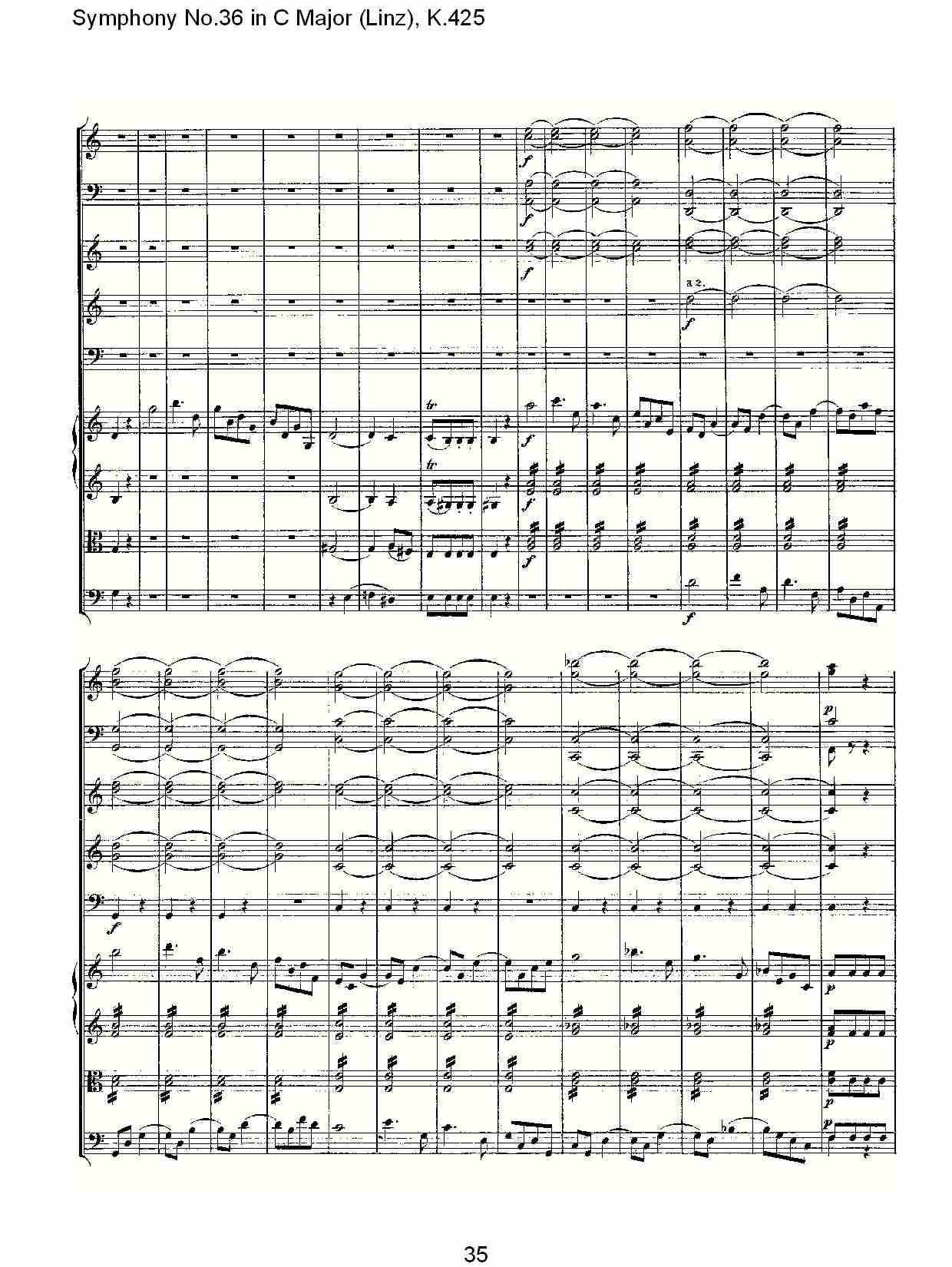 C大调第三十六交响曲K.425  （七）总谱（图5）