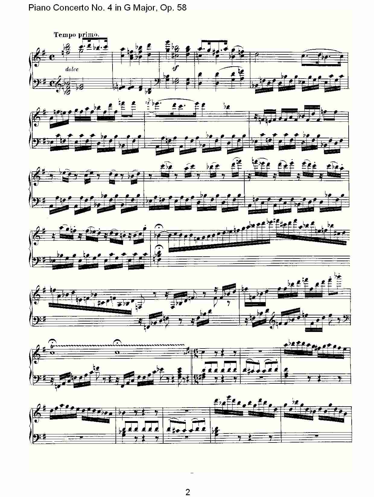 G大调钢琴第四协奏曲 Op.58 华彩乐章总谱（图2）