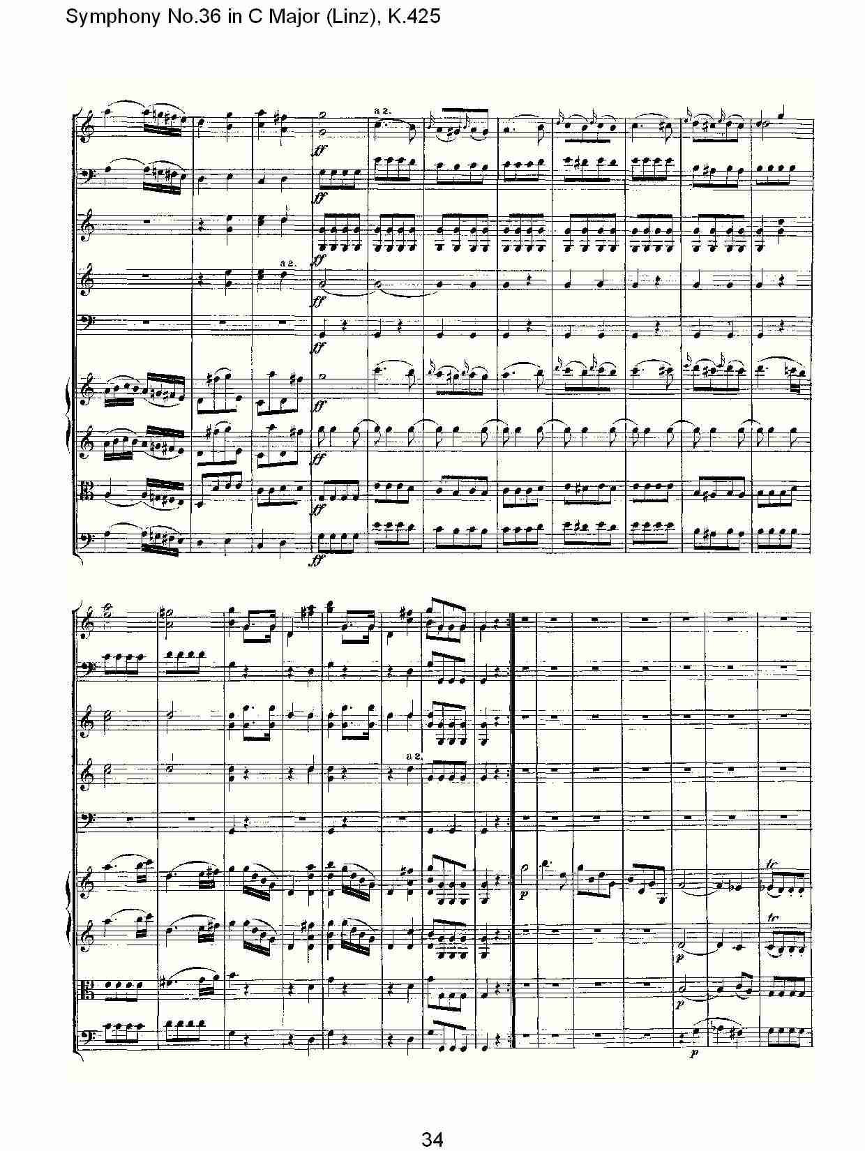 C大调第三十六交响曲K.425  （七）总谱（图4）