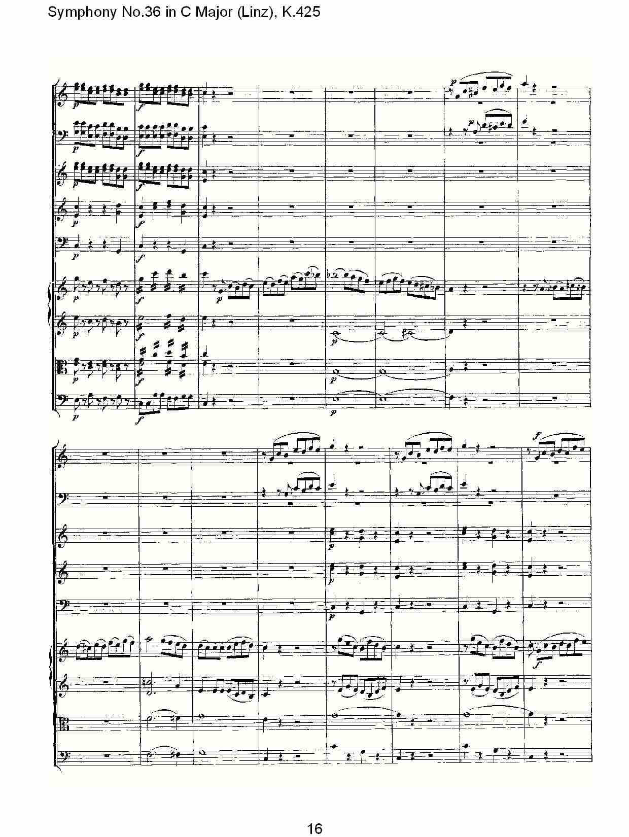 C大调第三十六交响曲K.425  （四）总谱（图1）