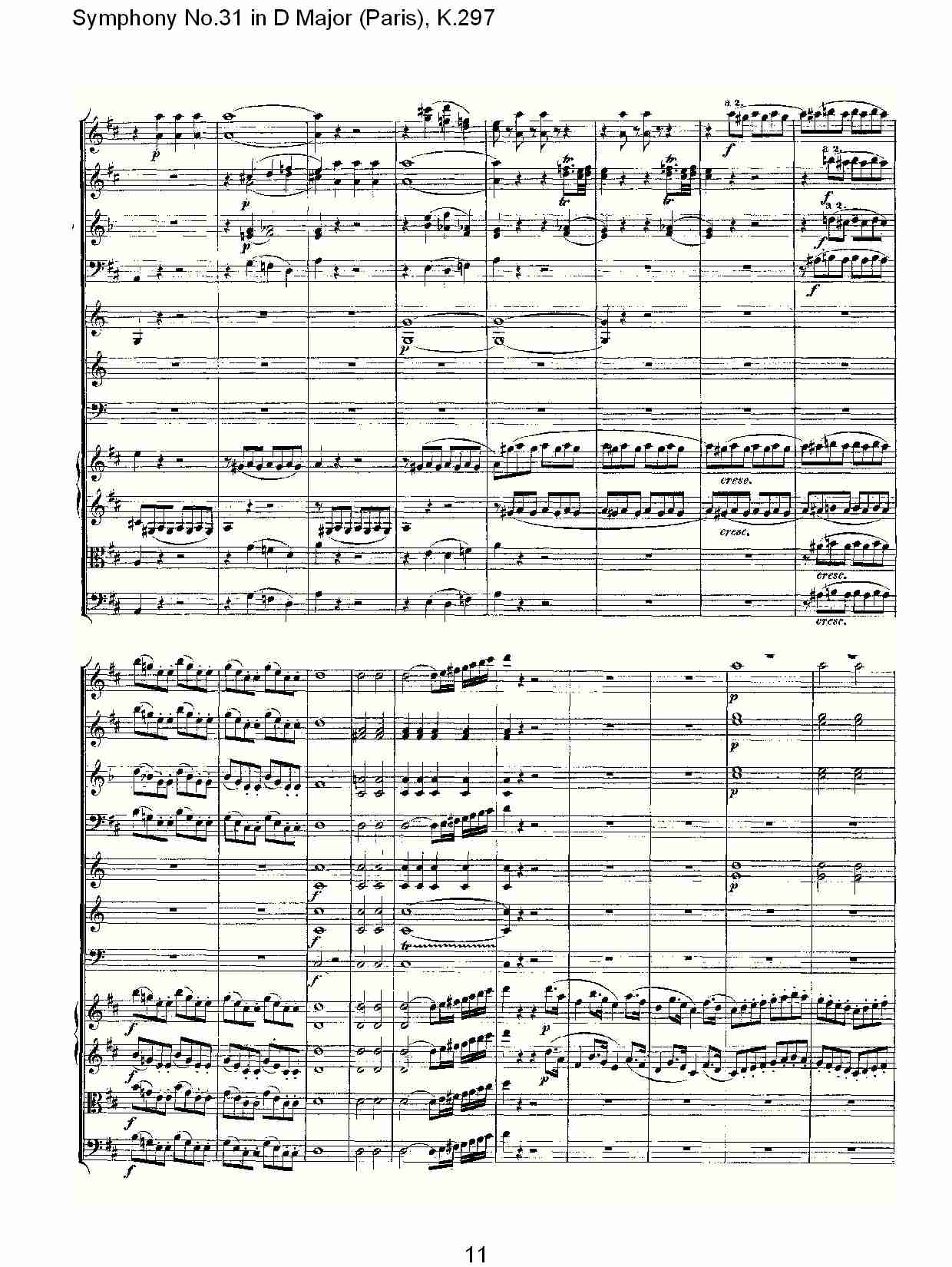 (D大调第三十一交响曲“巴黎”K.297)（三）总谱（图1）