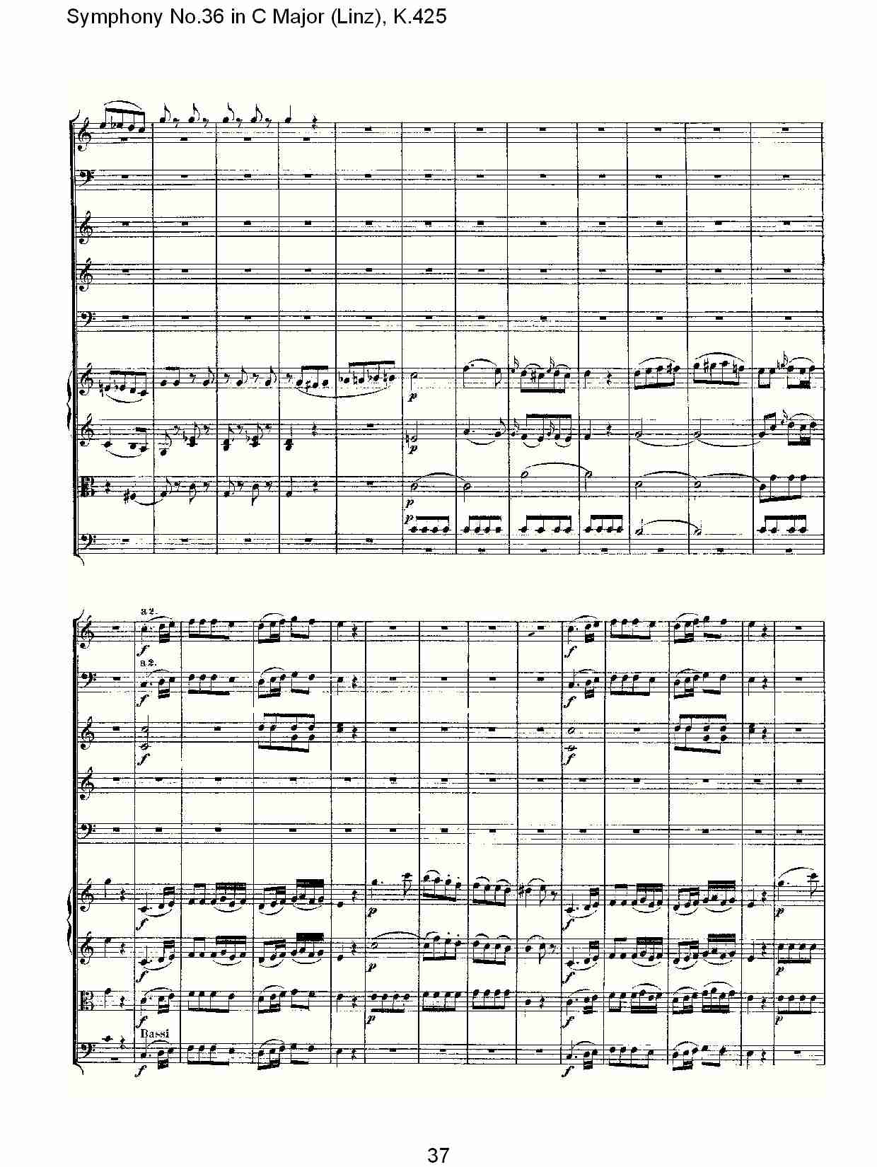 C大调第三十六交响曲K.425  （八）总谱（图2）