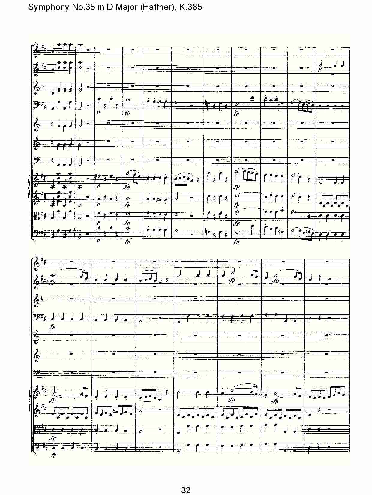 (D大调第三十五交响曲K.385)（七）总谱（图2）