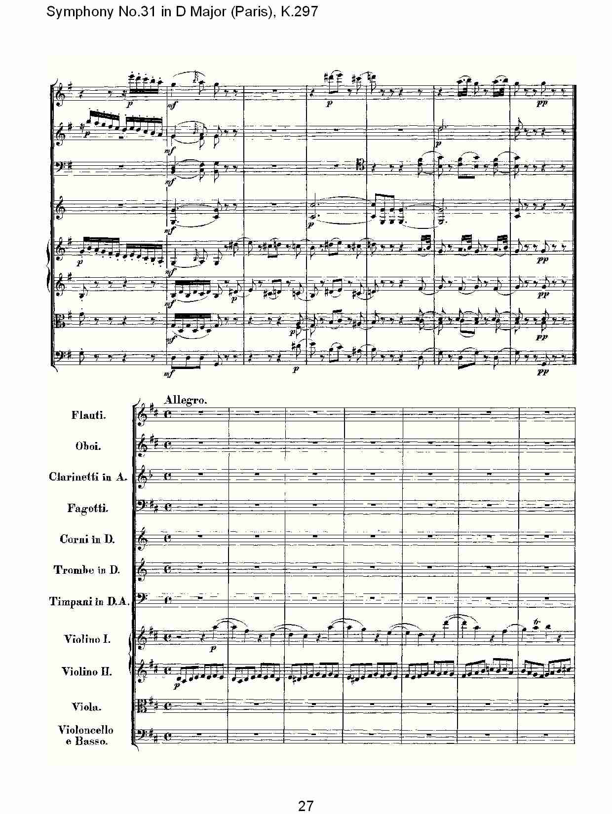(D大调第三十一交响曲“巴黎”K.297)（六）总谱（图2）