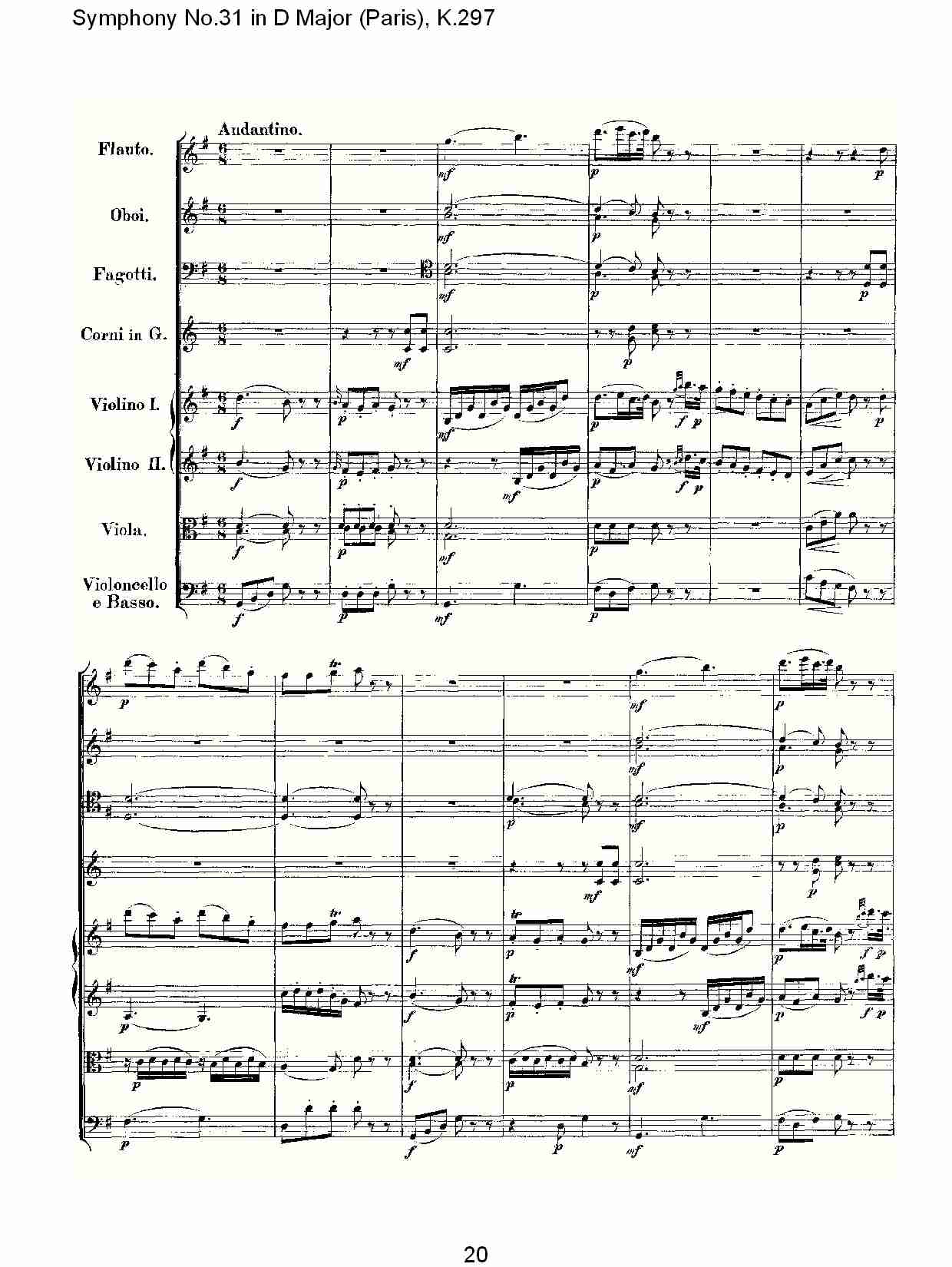 (D大调第三十一交响曲“巴黎”K.297)（四）总谱（图5）