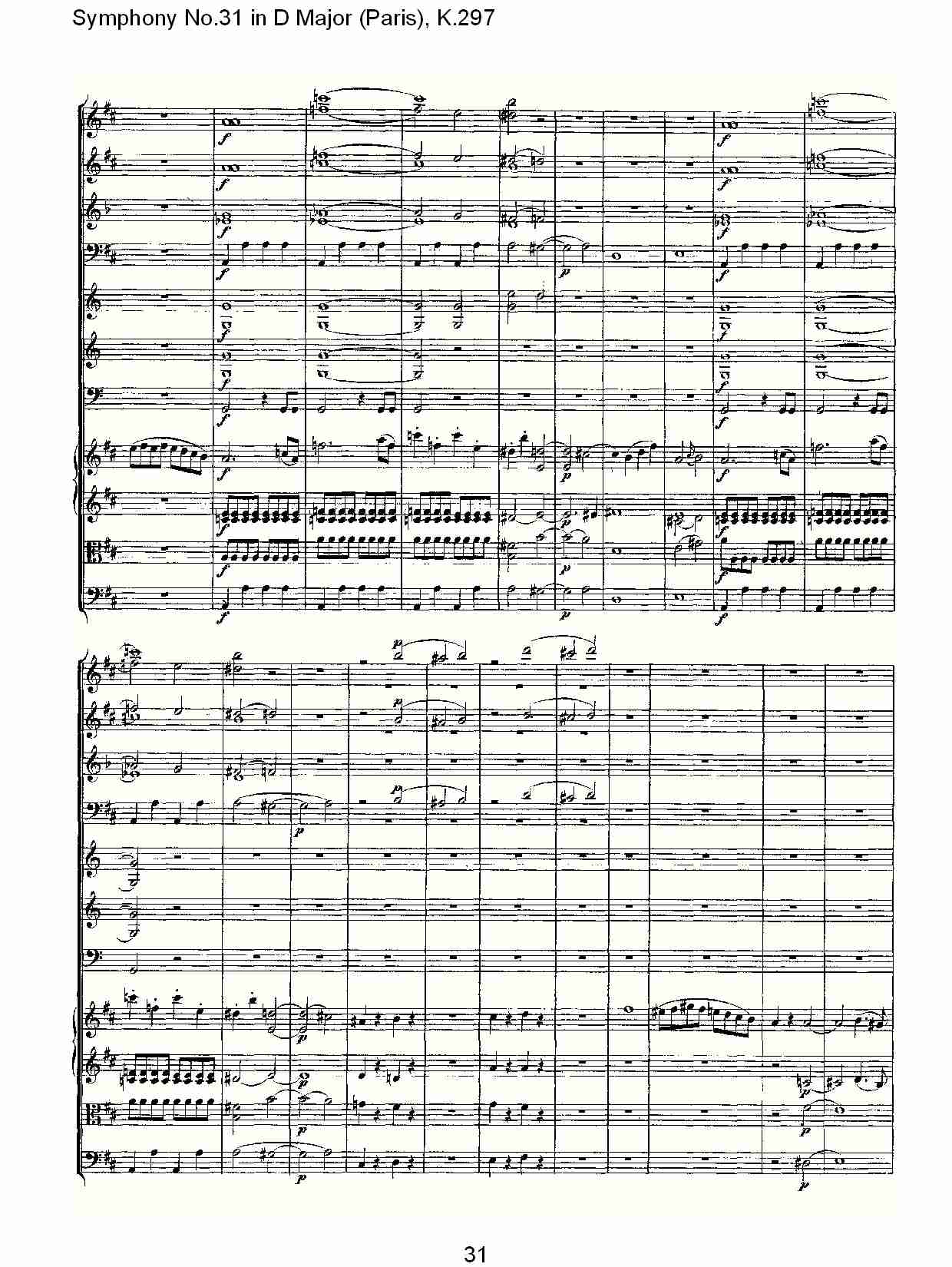 (D大调第三十一交响曲“巴黎”K.297)（七）总谱（图1）