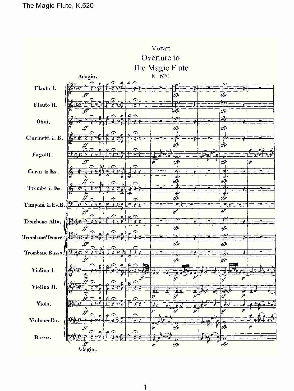 The Magic Flute, K.620 （一）总谱（图1）