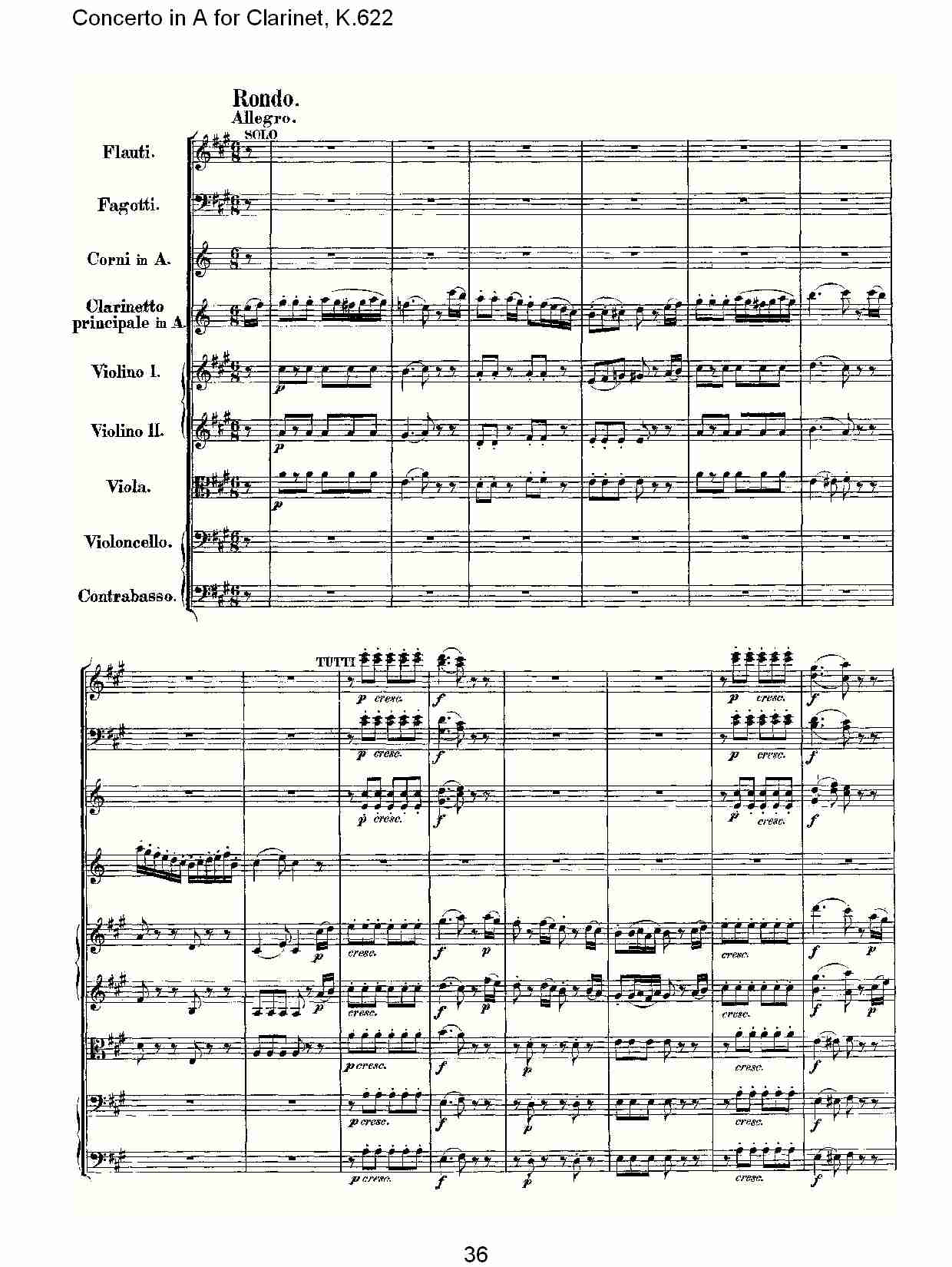 A调单簧管协奏曲, K.622（八）总谱（图1）