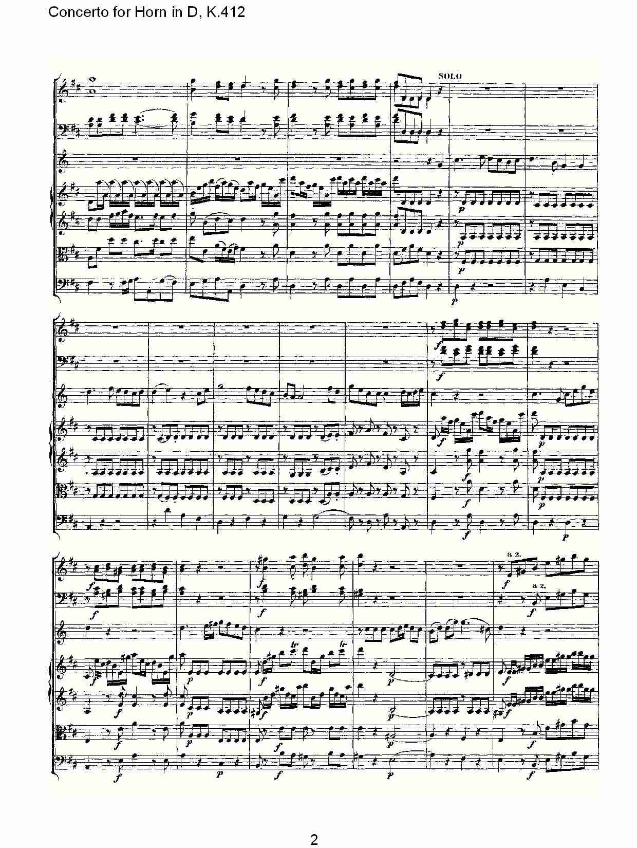 D调法国号协奏曲, K.412（一）总谱（图2）