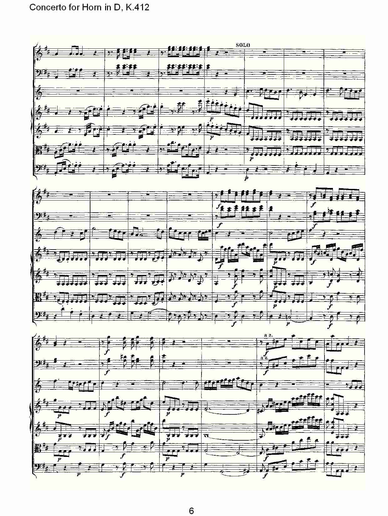 D调法国号协奏曲, K.412（二）总谱（图1）