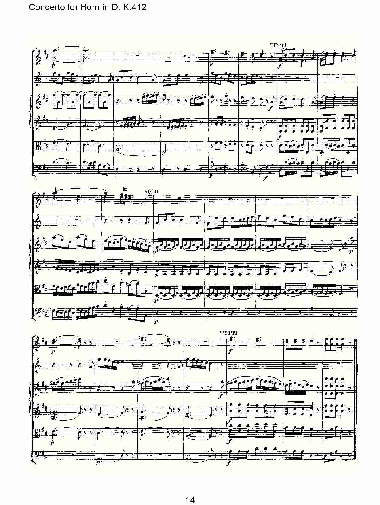 D调法国号协奏曲, K.412（三）总谱（图4）