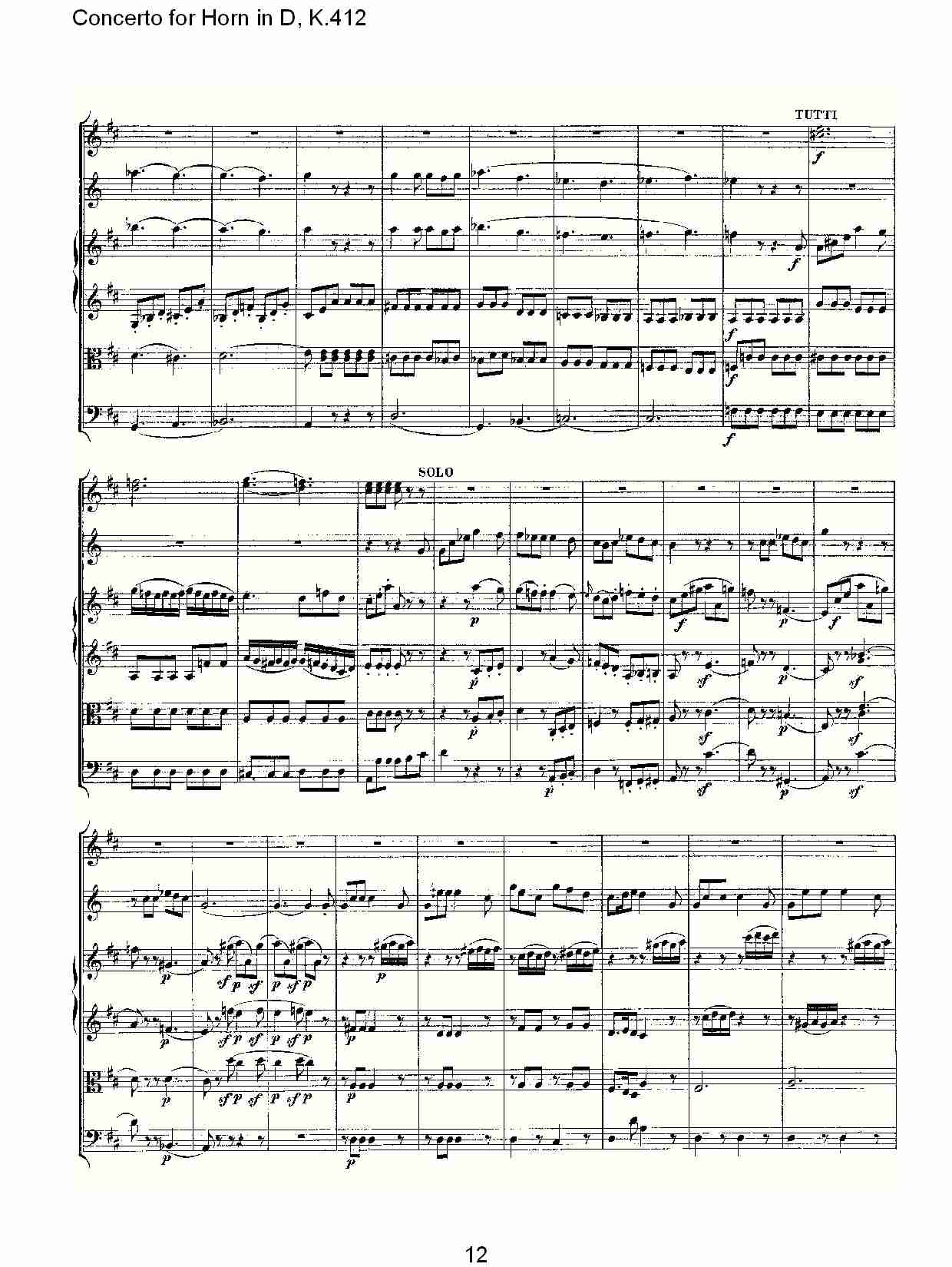 D调法国号协奏曲, K.412（三）总谱（图2）