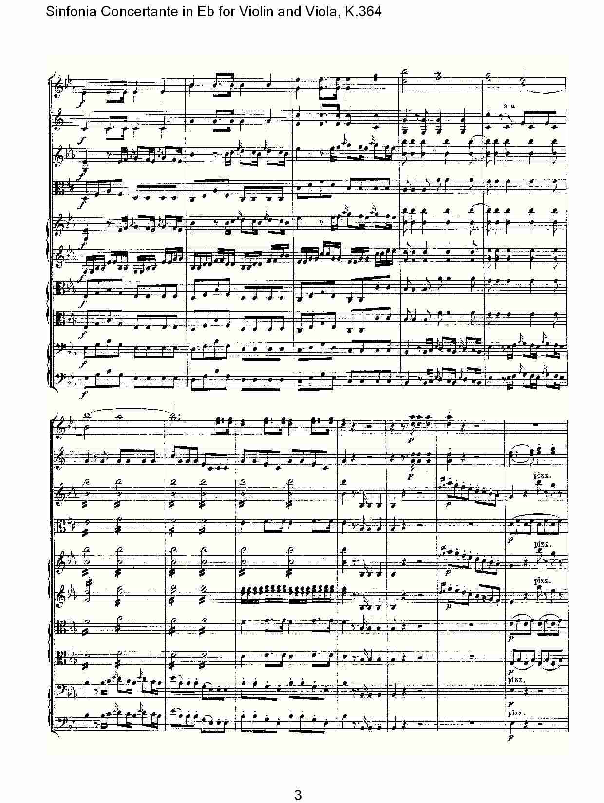 Eb调小提琴与中提琴炫技序曲, K.364（一）总谱（图3）