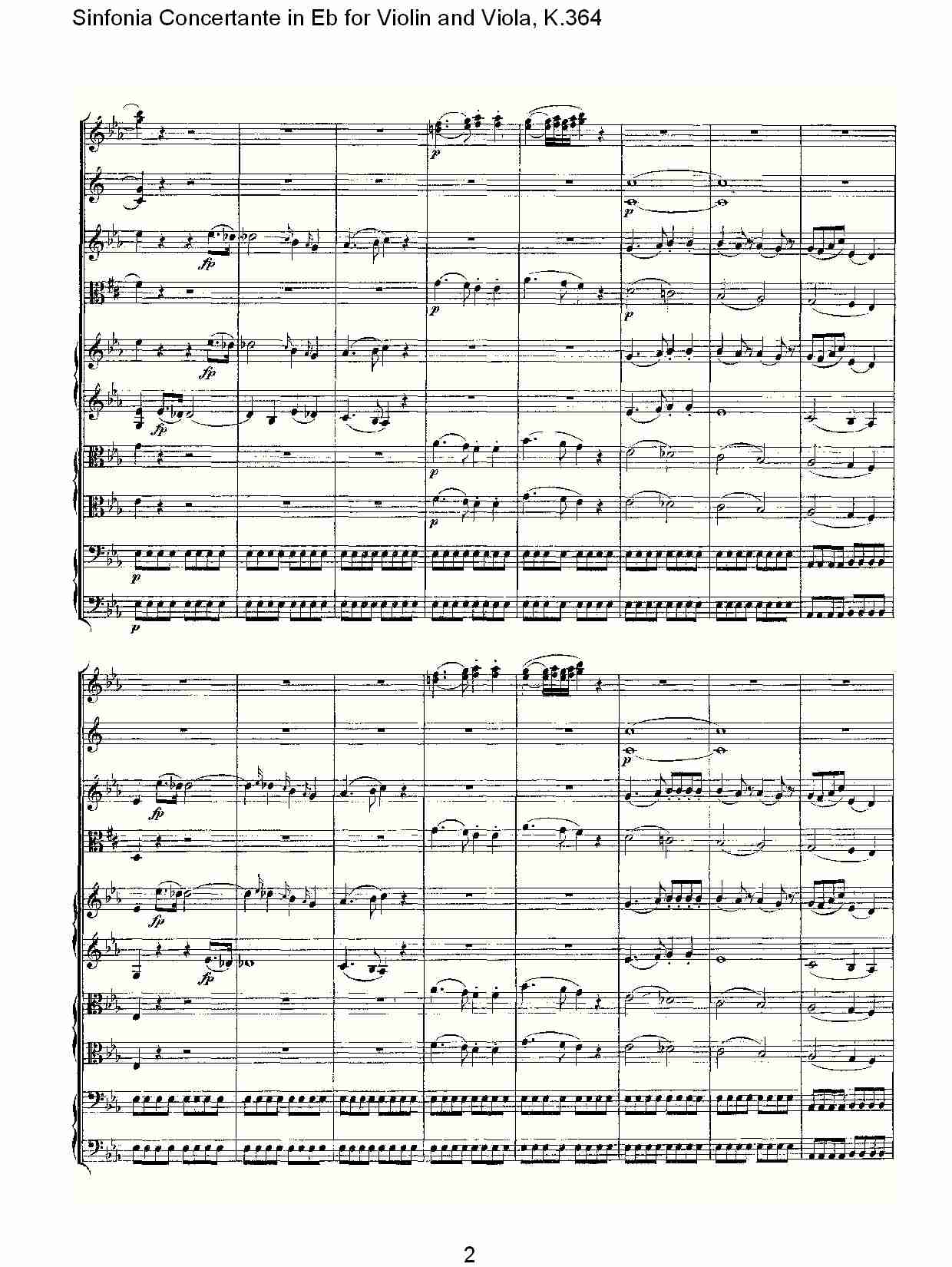 Eb调小提琴与中提琴炫技序曲, K.364（一）总谱（图2）