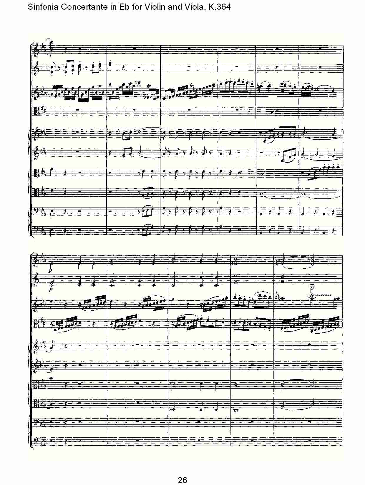 Eb调小提琴与中提琴炫技序曲, K.364（六）总谱（图1）