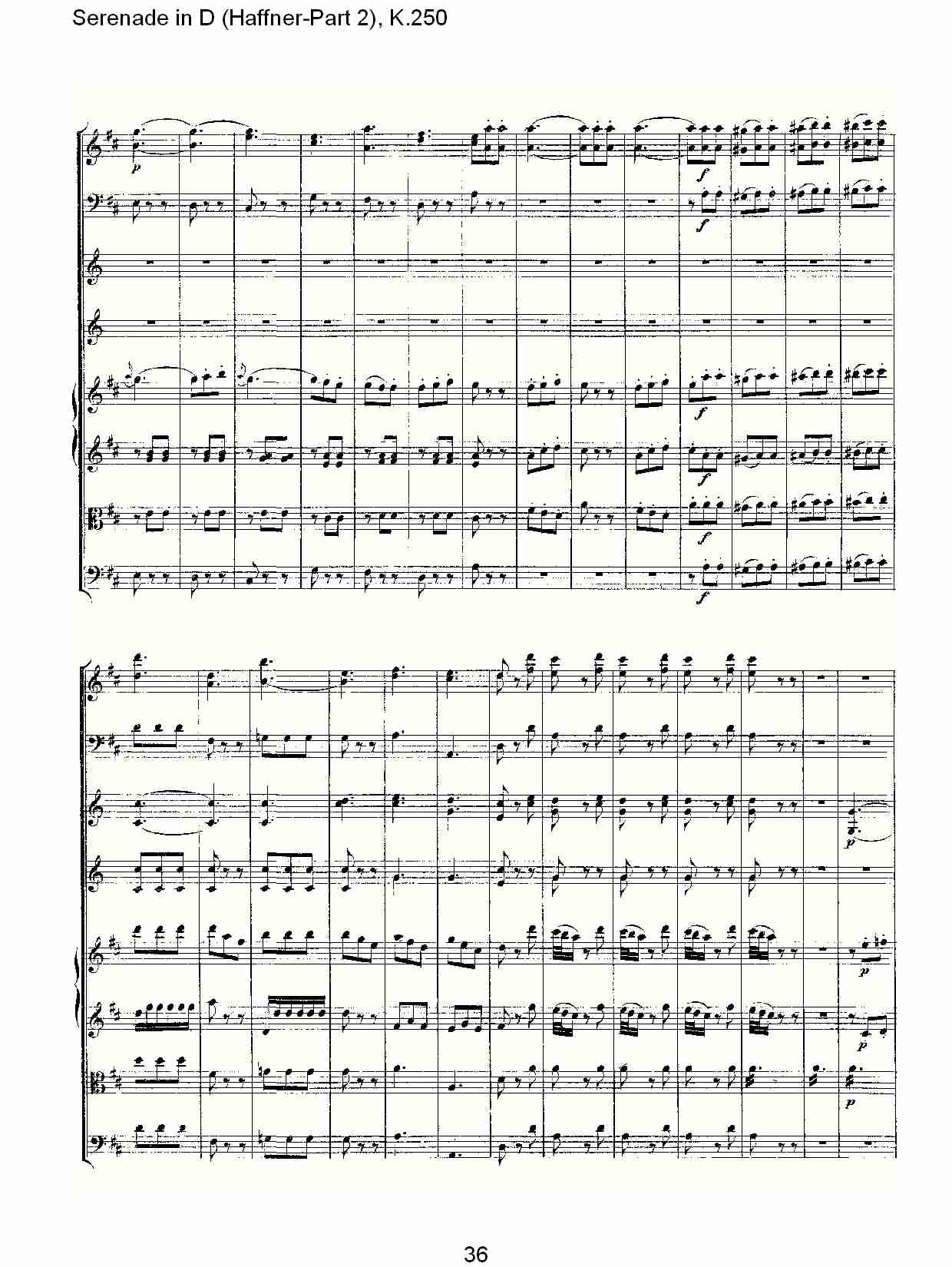 D调小夜曲(Haffner-第二部), K.250（八）总谱（图1）