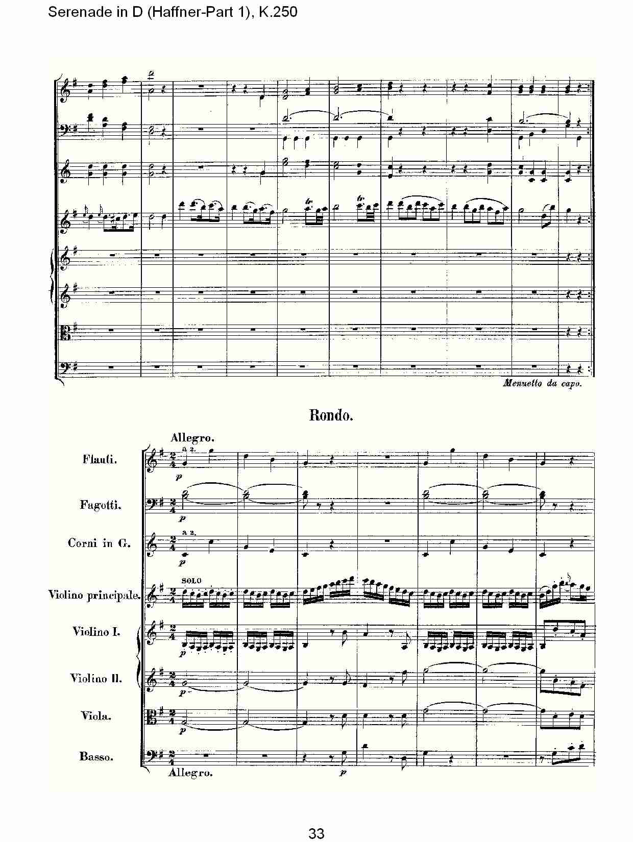 D调小夜曲(Haffner-第一部), K.250 （七）总谱（图3）