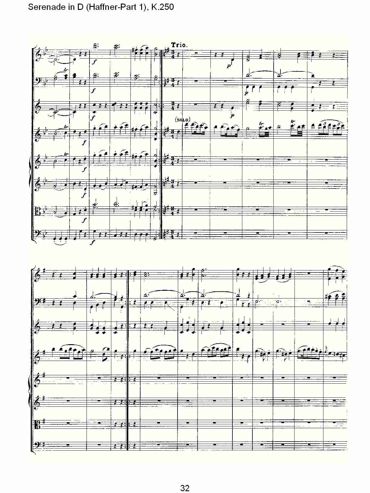 D调小夜曲(Haffner-第一部), K.250 （七）总谱（图2）
