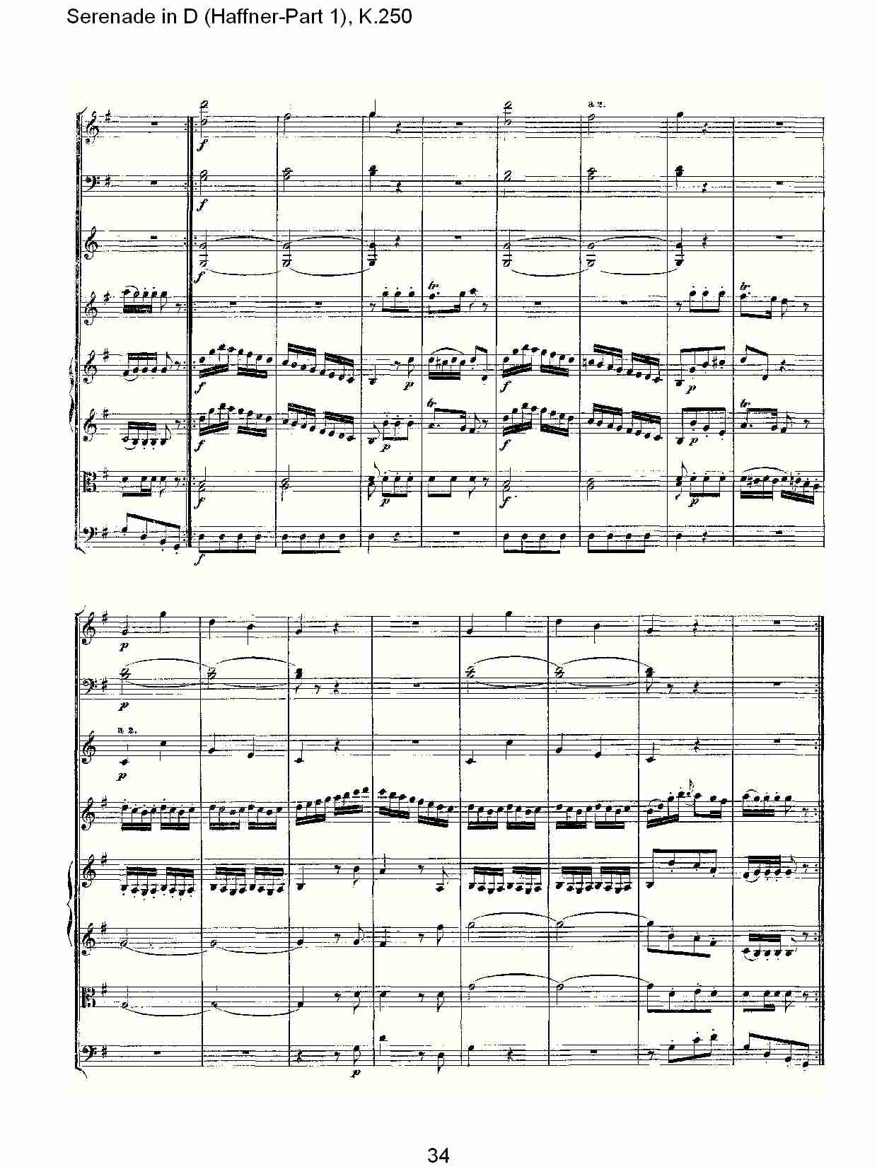 D调小夜曲(Haffner-第一部), K.250 （七）总谱（图4）